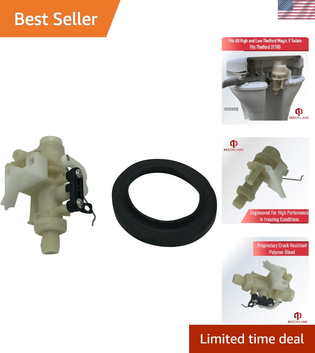 Patented Leak-Resistant Toilet Valve for Thetford Aqua Magic V Toilets – 31705
