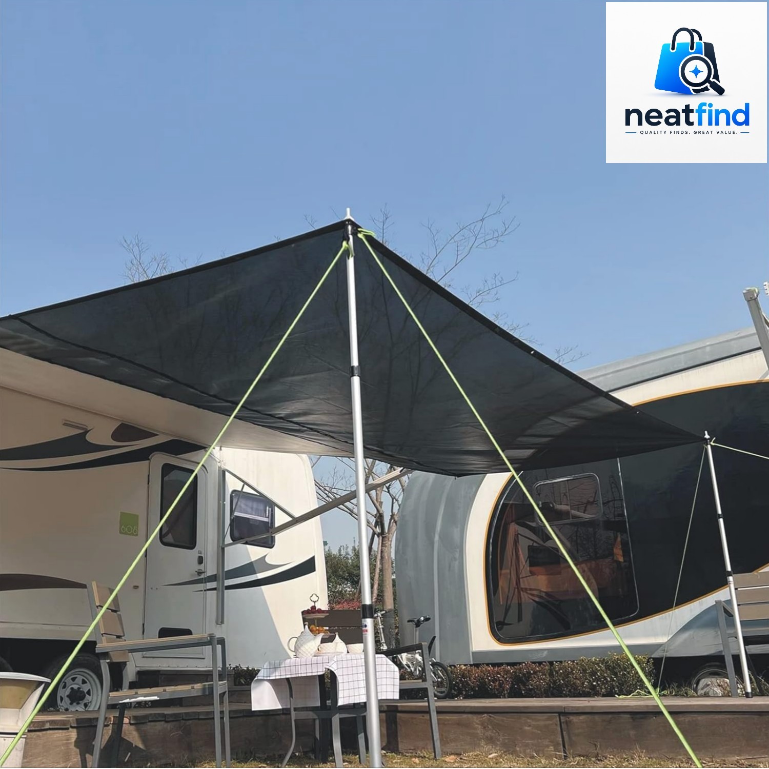 RV Awning Sun Shade Poles. Set of Two, Adjustable Aluminum Rods for RV Awning…