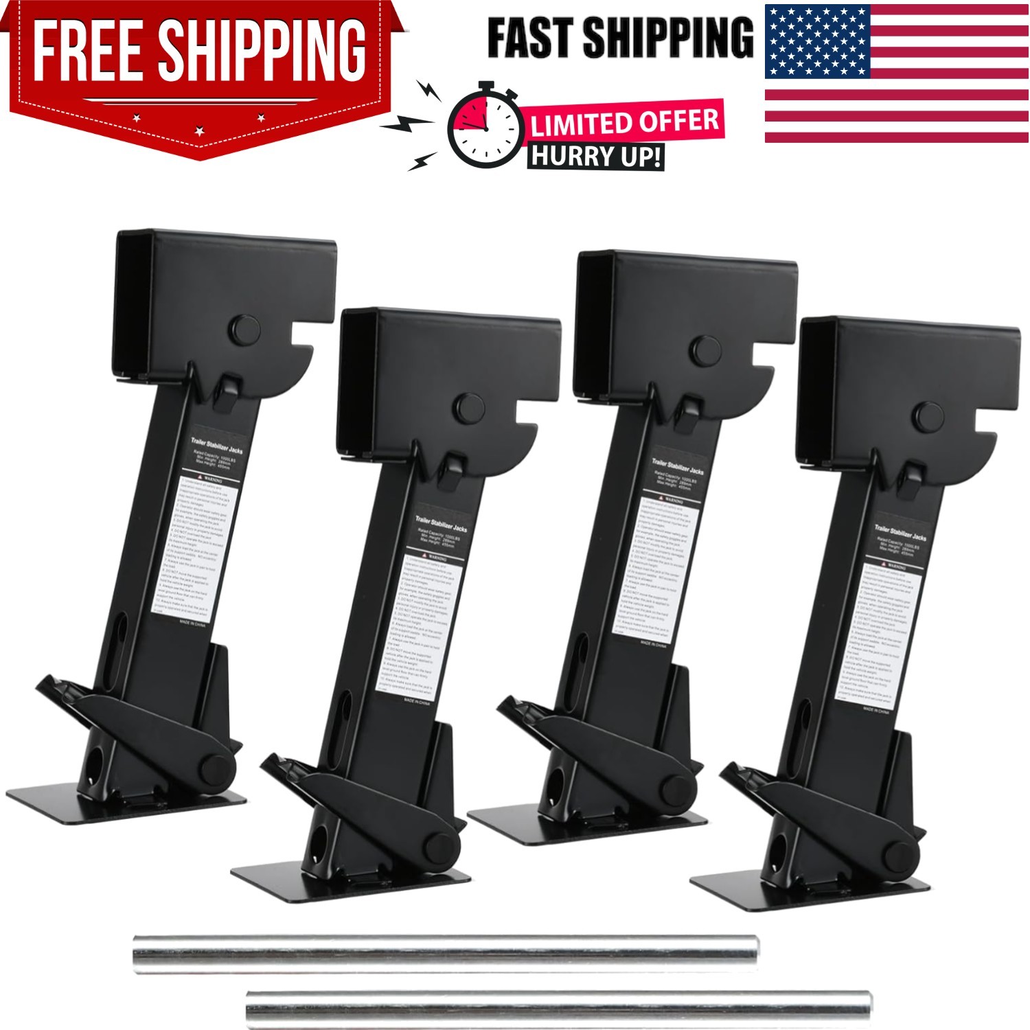 Folding Telescoping Stabilizer Jacks – 1000 lbs Capacity for RV & Trailers