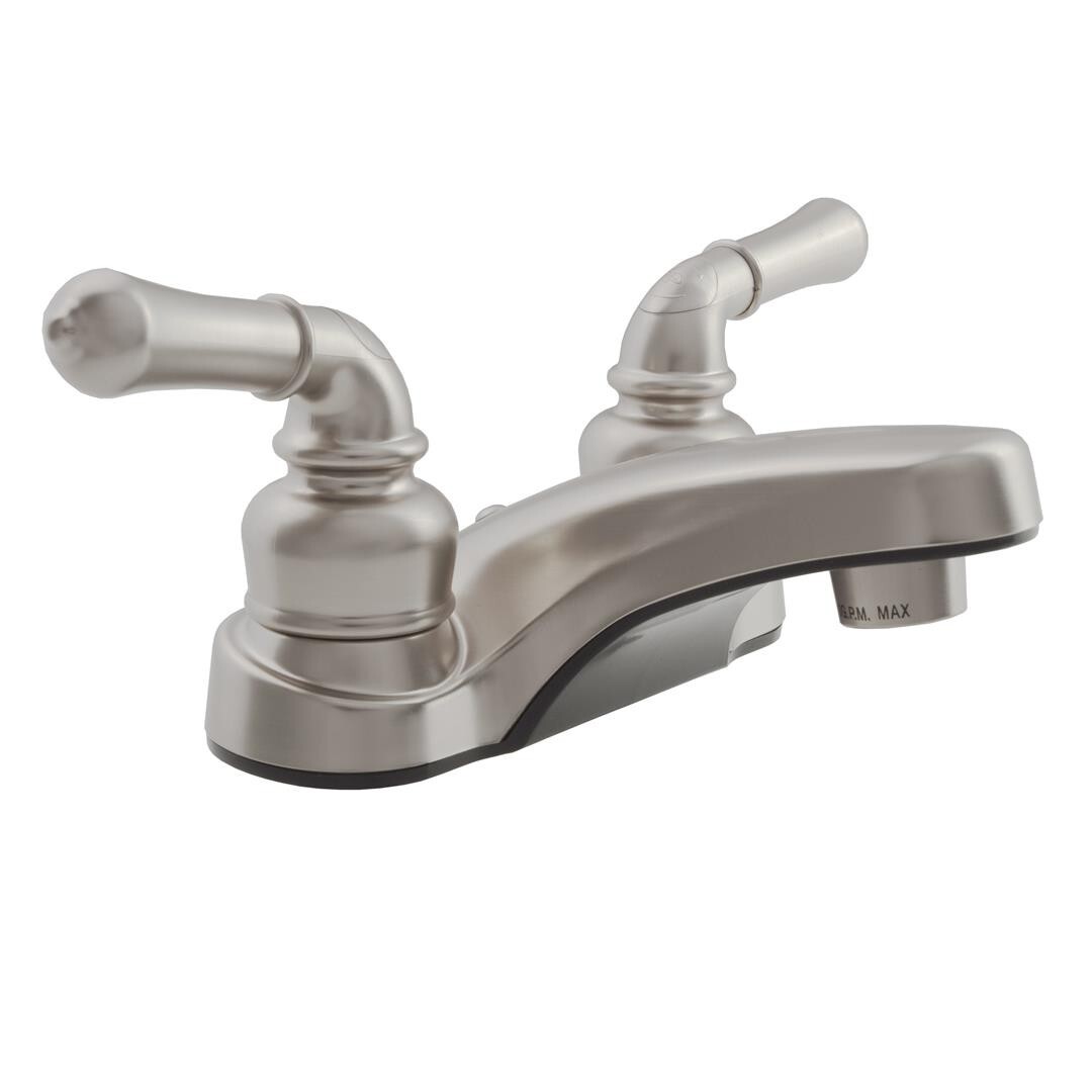Dura Classical Plastic Satin Nickel Low-Arc Lavatory Faucet with Levers Handles