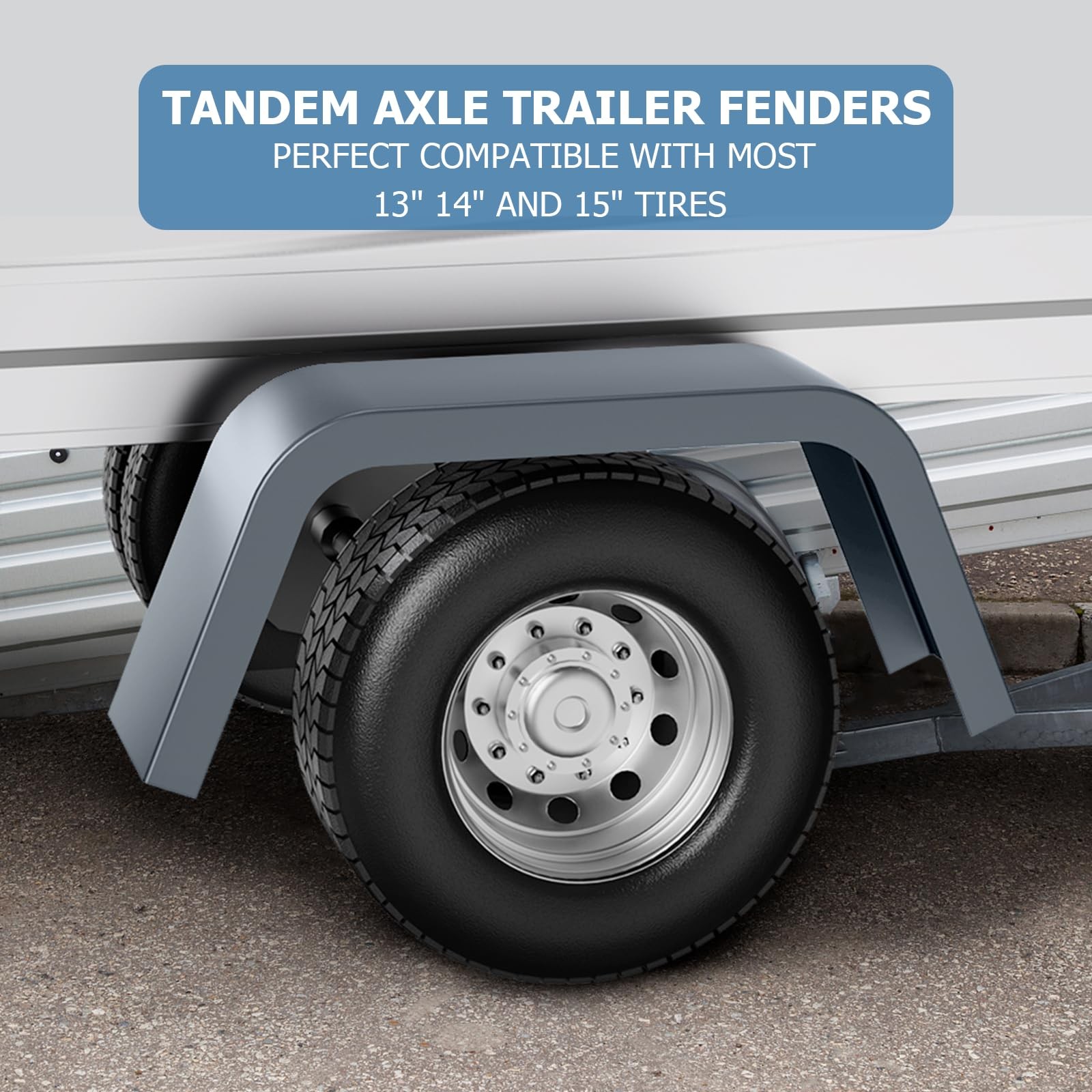 Set of 2 Steel Square Cargo Trailer Fenders For 14″-16″ Trailer Fenders Wheels