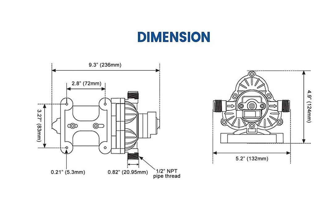 T33 Automatic On-Demand Diaphragm Pump 115Vac, 4.0GPM, 45PSI, Industrial Water