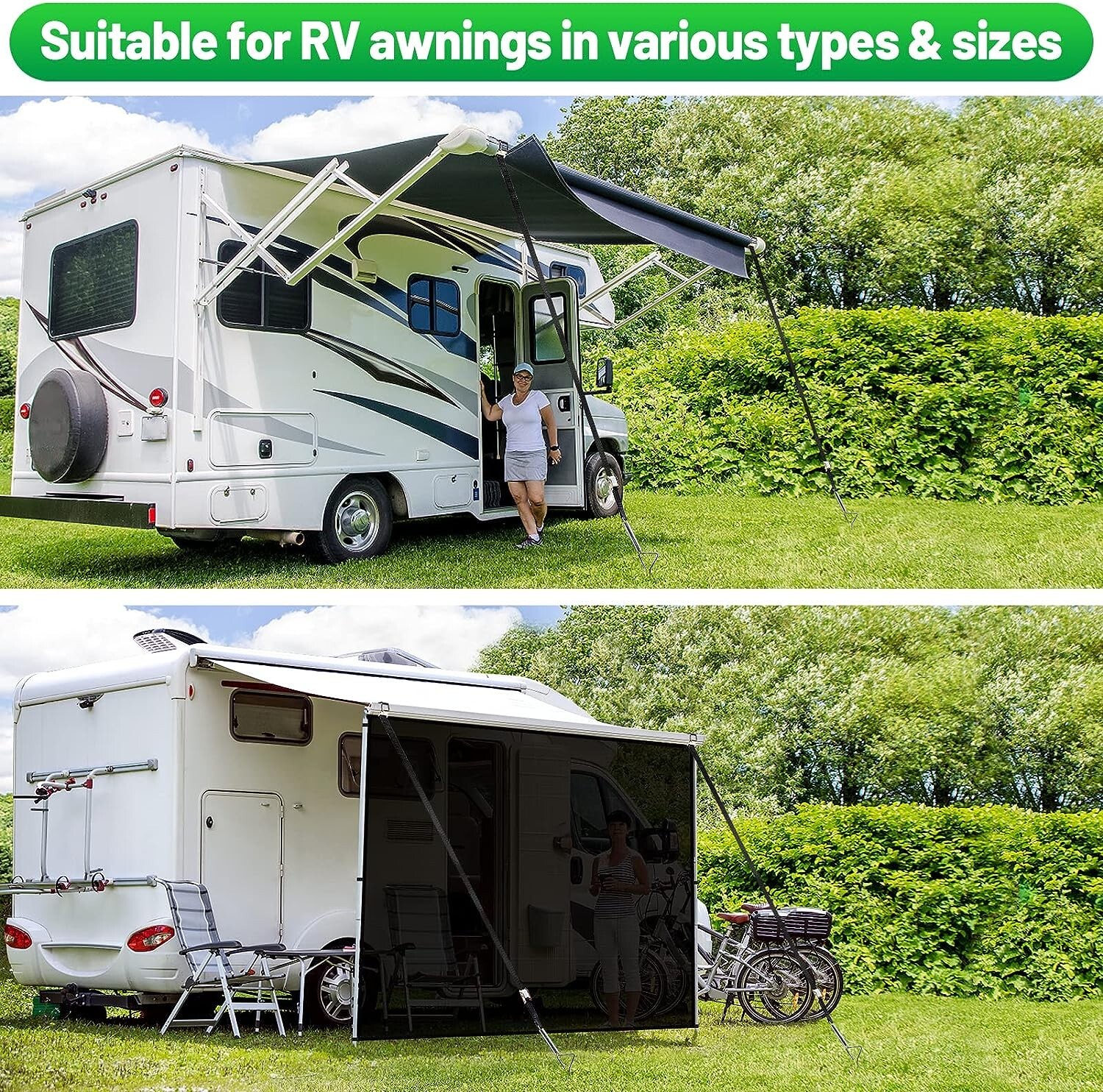 Stainless Steel RV Awning Tie Down Kit, Campers Awning Anchors Accessories