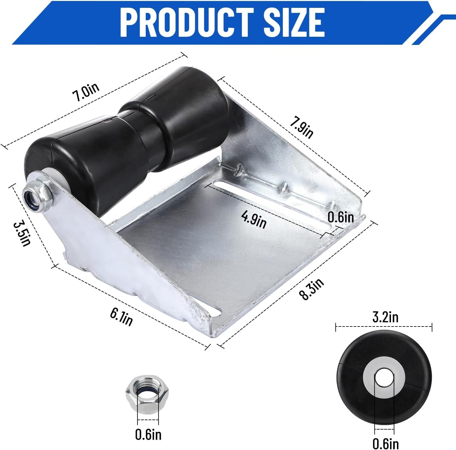 Marine Boat Trailer Rollers w/ Brackets 8 / 10 / 12 inch Keel Roller Assembly