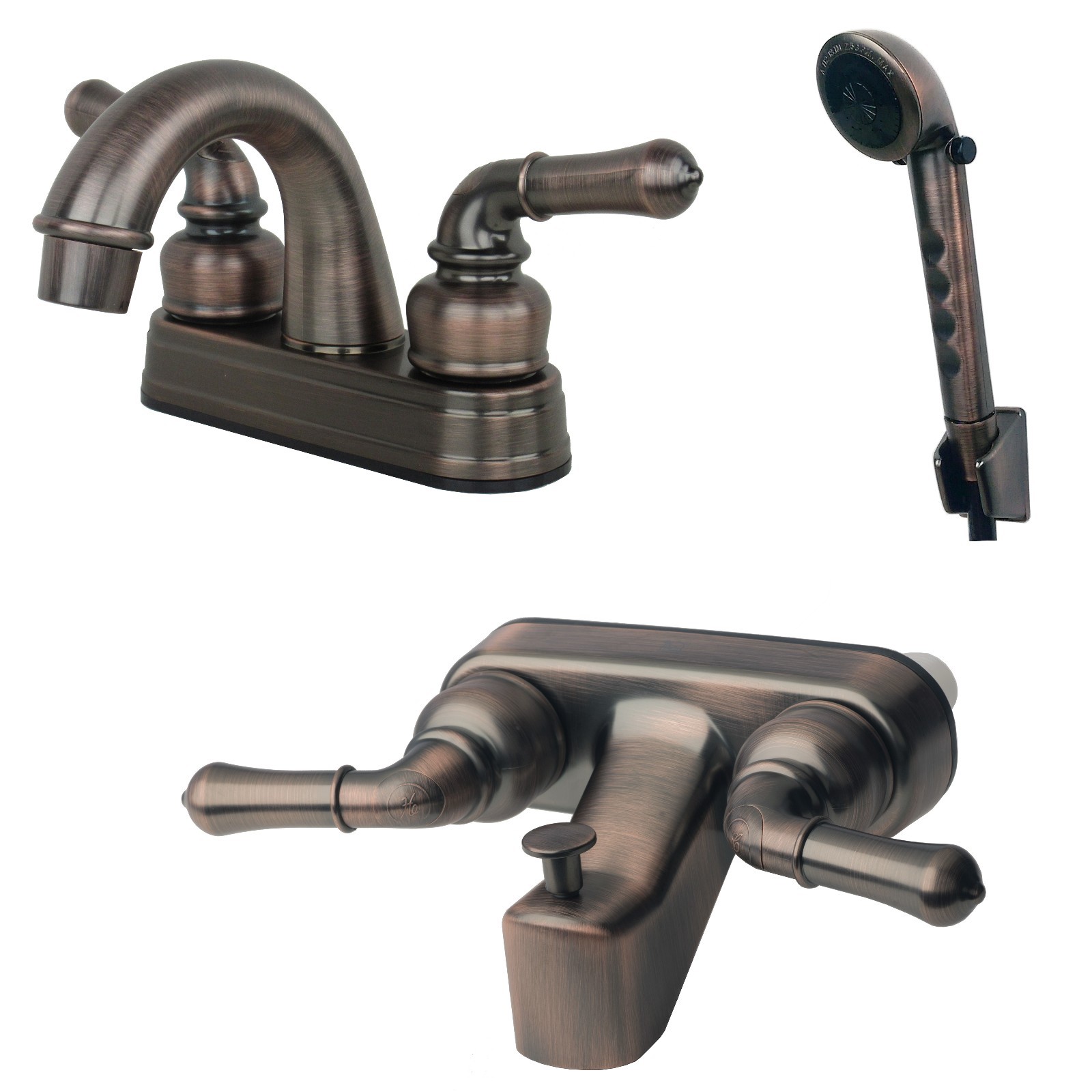 RV Bathroom Faucet and Tub Shower Valve with Hand Shower Combo Brushed Bronze