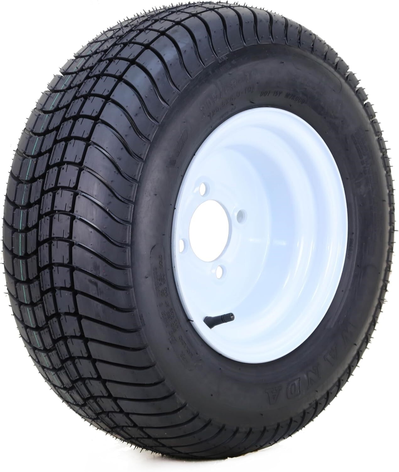 WANDA Golf Cart Tire Rim 205/65-10 4-Ply with 4 Lugs on 4″ PCD White-14007