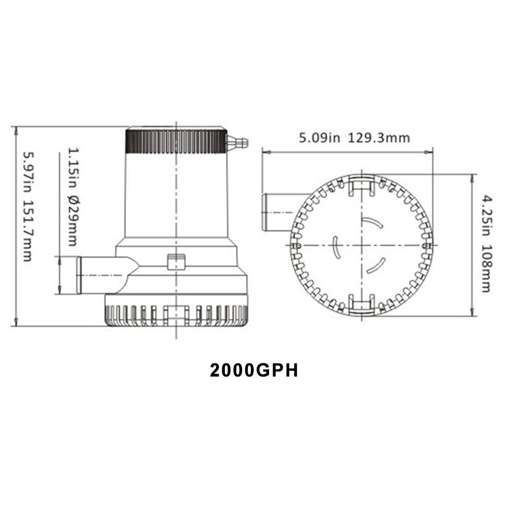 2000GPH New Bilge Boat Marine Water Pump 12V Submersible Plumbing Electric Pumps