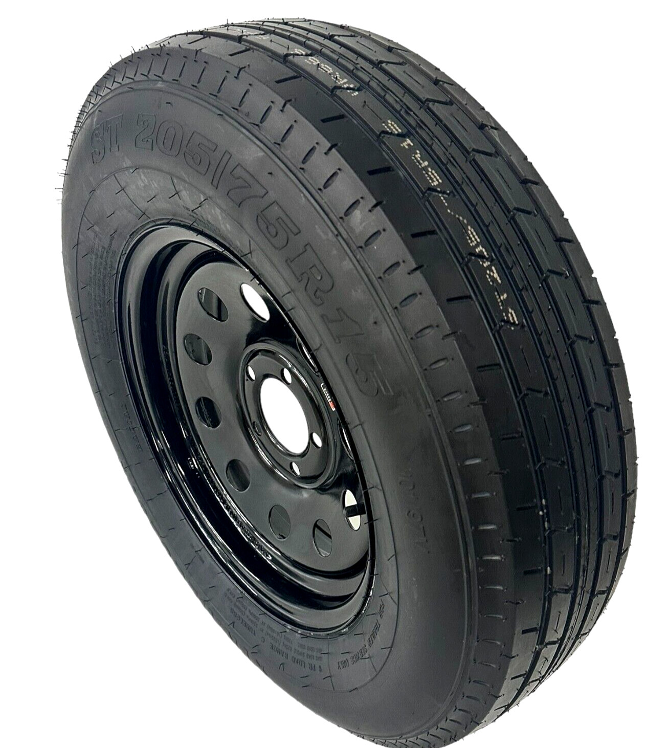 ST205/75R15 Radial Trailer Tire LRC 6 Ply 5 Lug 5×5″ Black Modular Wheel