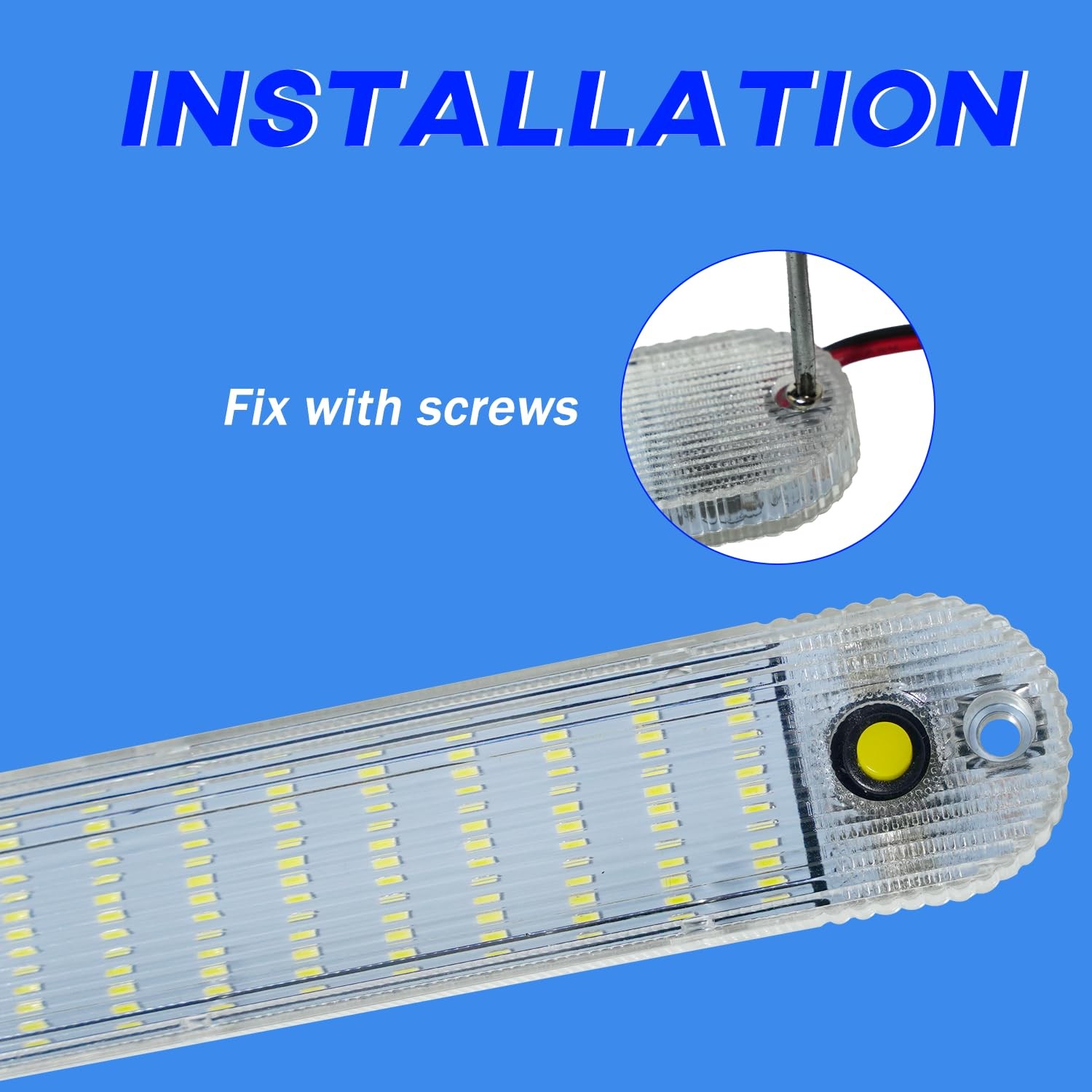 4 Pack 12V LED Interior Light Bars 72 LED 6500K White