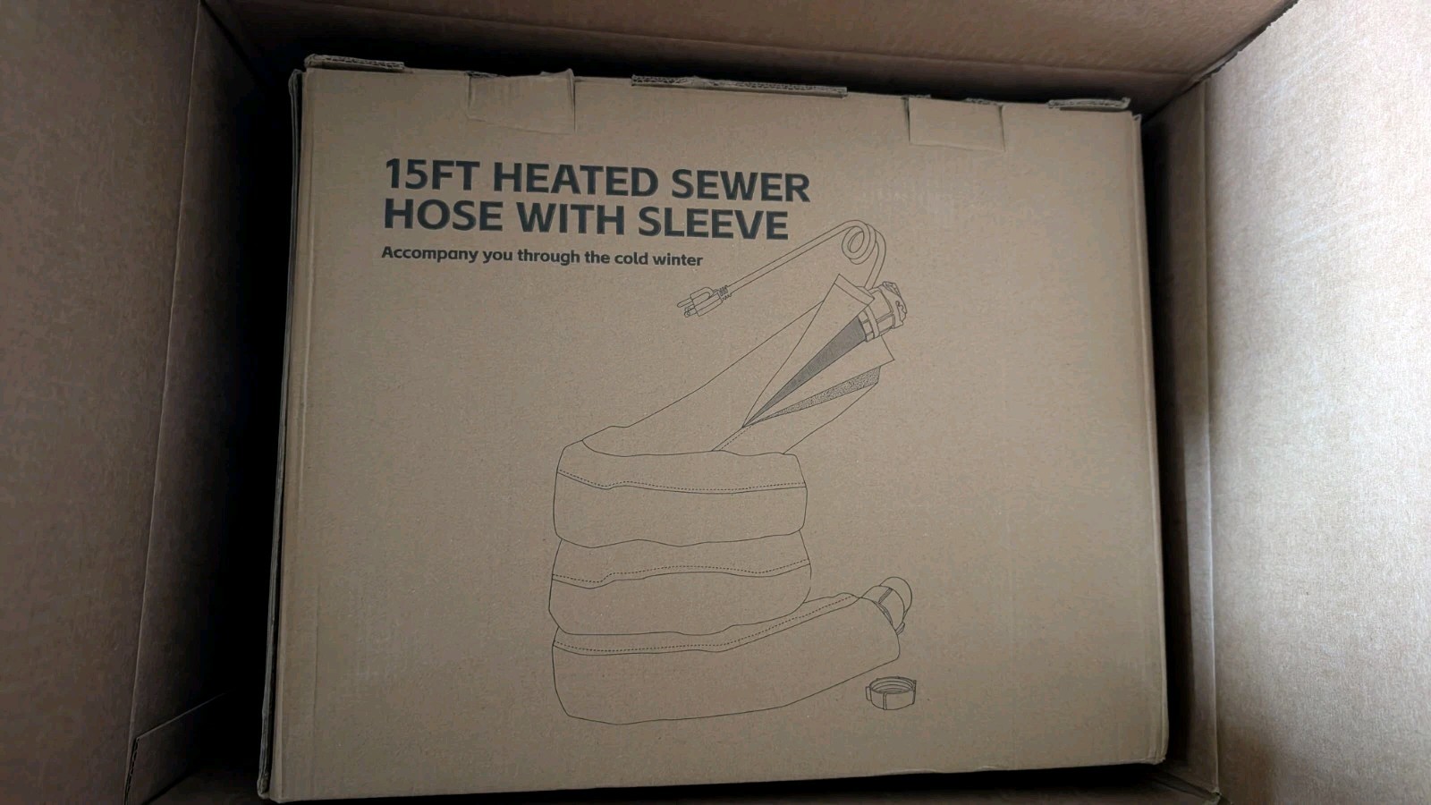 15Ft Heated Sewer Hose Sleeve, Heated Cover Avoid Freezing at -45°F