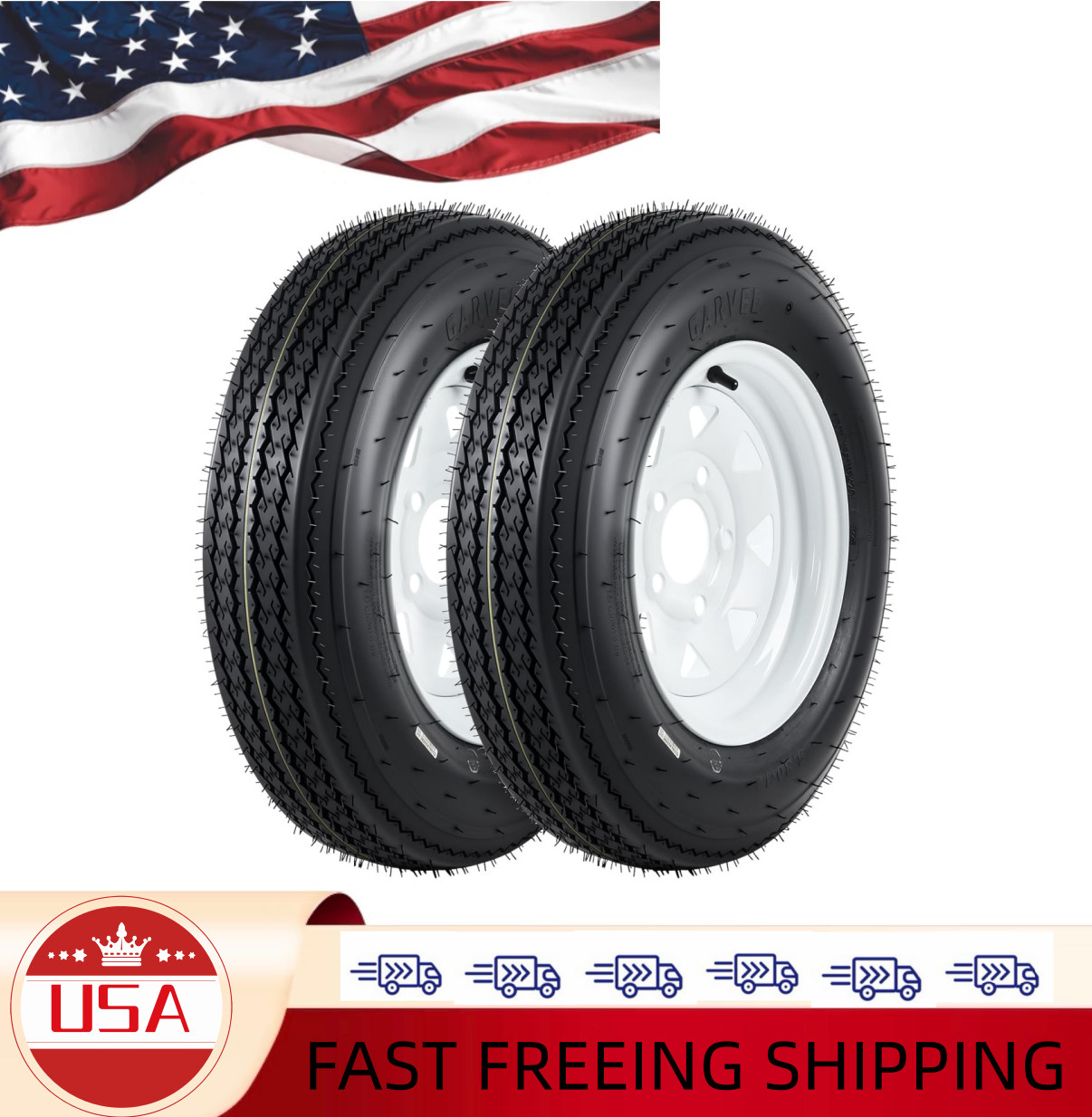 5.30-12 Trailer Tire & Wheel Assembly (Set of 2) – Load Range C 6PR, 1050 Lb Max