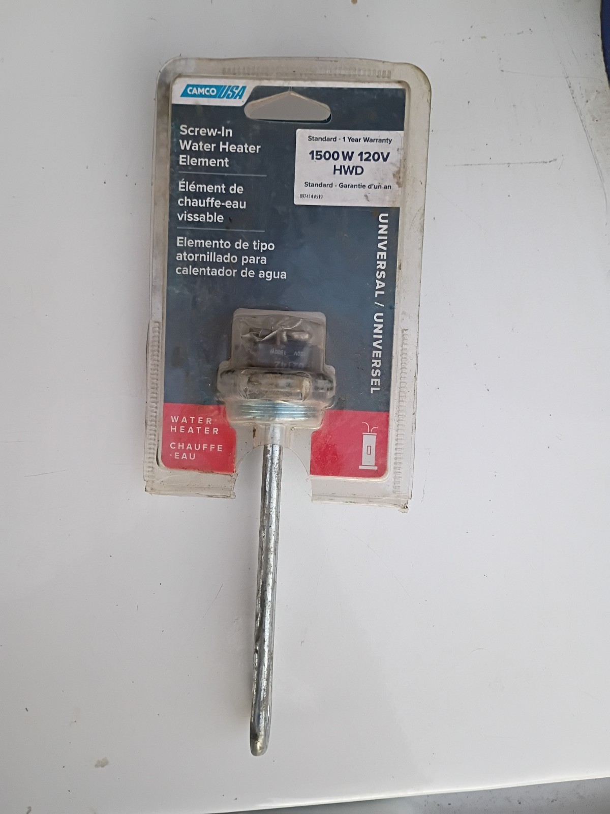 CAMCO 1500W / 120V SCREW IN WATER HEATER ELEMENT 02143 RV CAMPER