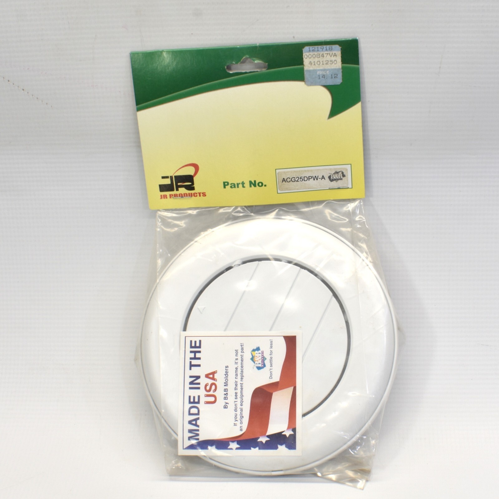 RV Camper JR Products ACG25DPW-A Polar White Snap-On Ceiling Vent .25″ Collar