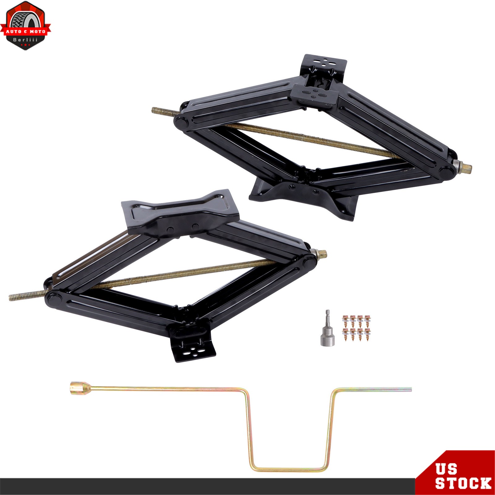 5000lbs 24″ For RV Camper Trailer Stabilizer Leveling Scissor Jack Kit Black