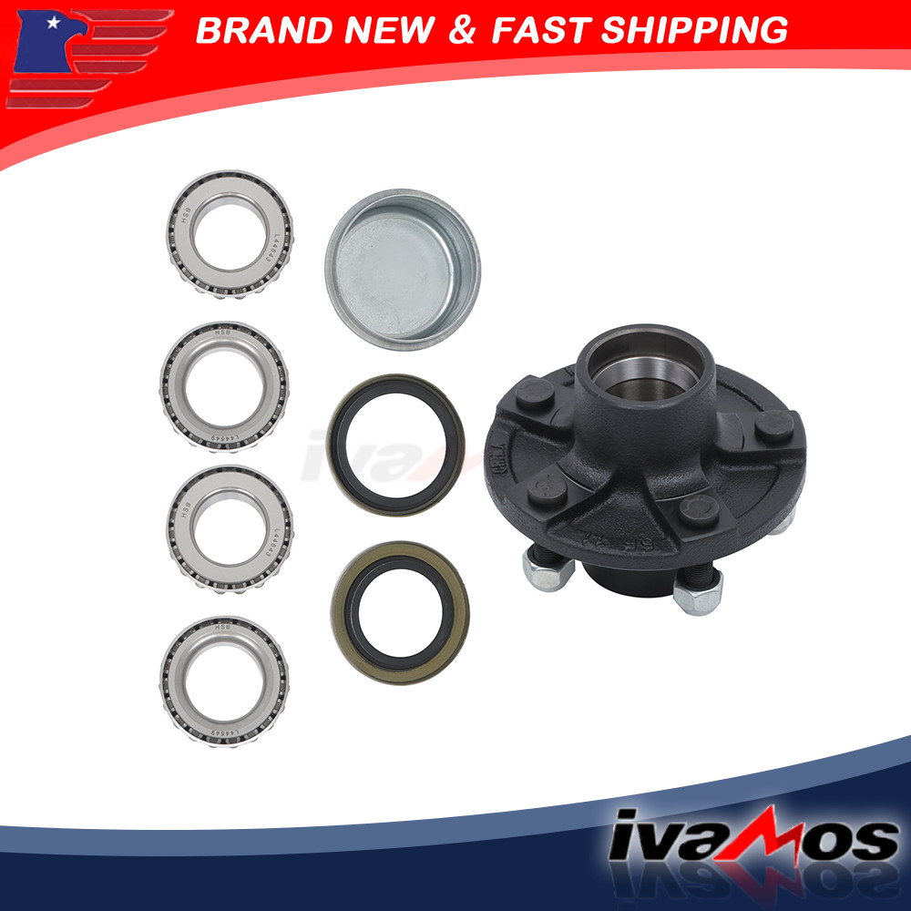 1 Set Fits 1″ and 1-1/16″ Spindle Trailer Hub Kit 5 Bolt on 4-1/2 Inch Circle