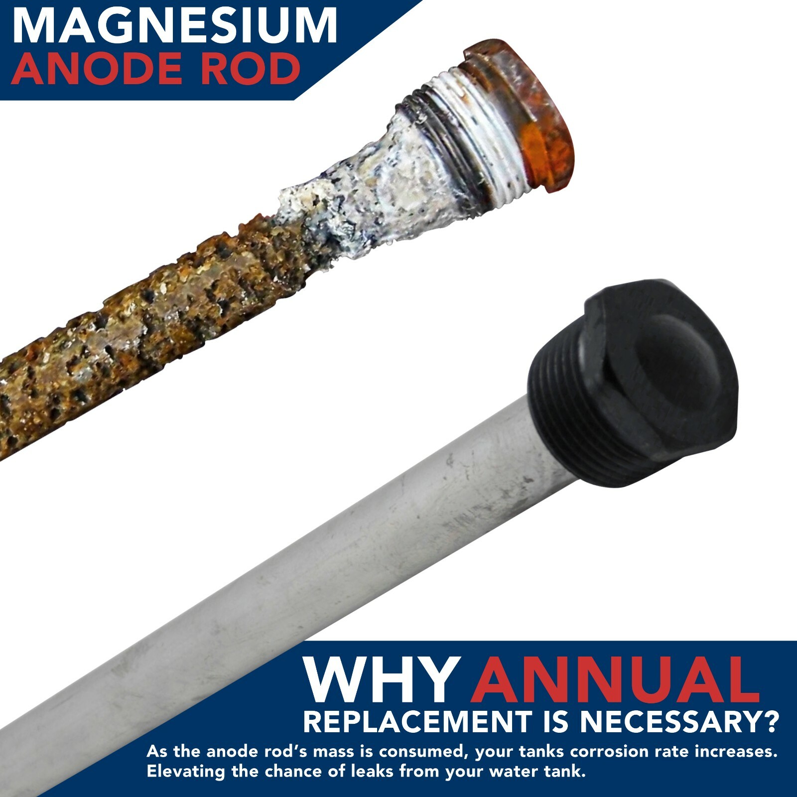 2PK RV Water Heater Magnesium Anode Rod NON TOXIC 9.25″ Length ¾ NPT Threads LCW