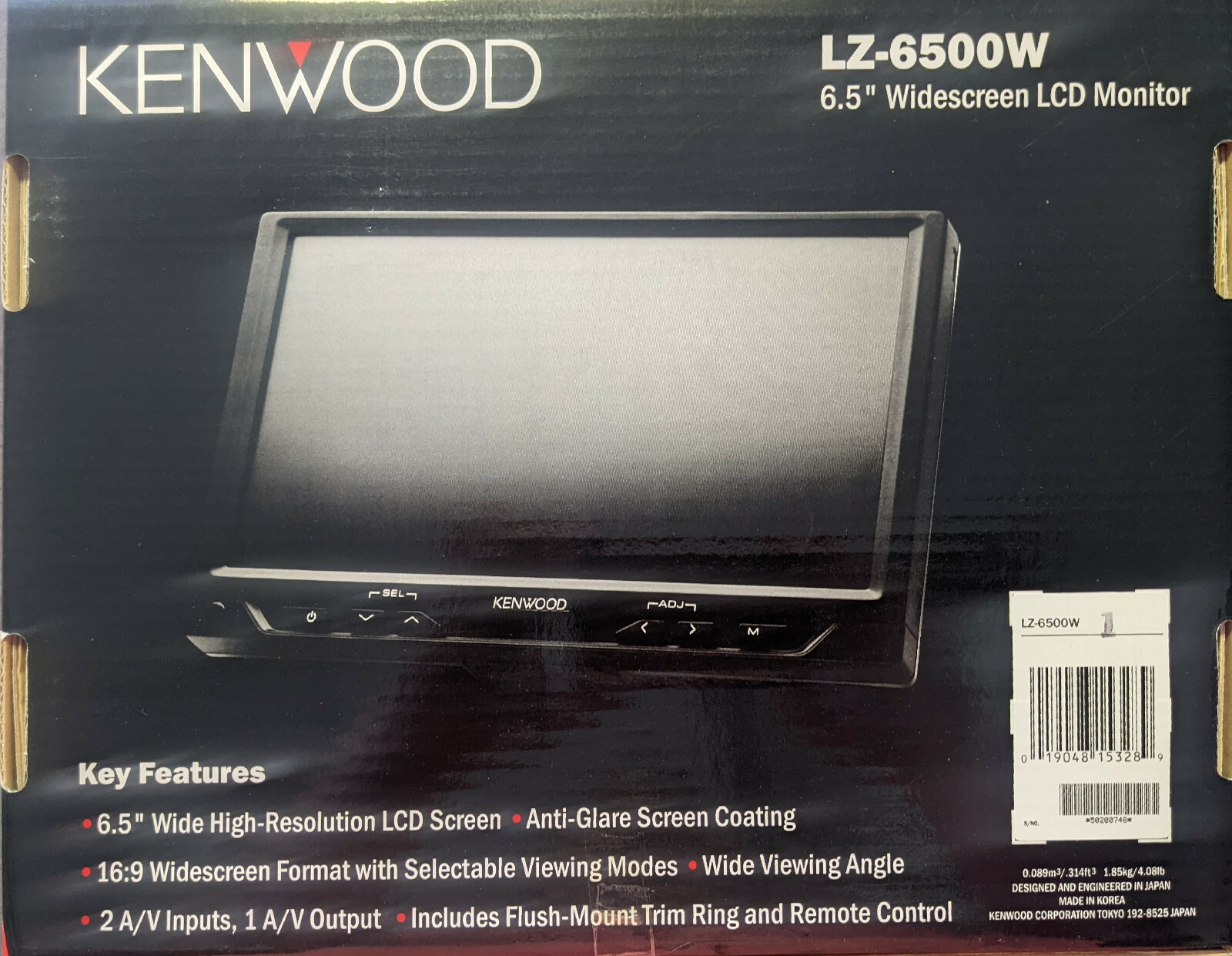 Kenwood LZ-6500W Widescreen LCD Monitor flush mount trim ring headrest limo tv