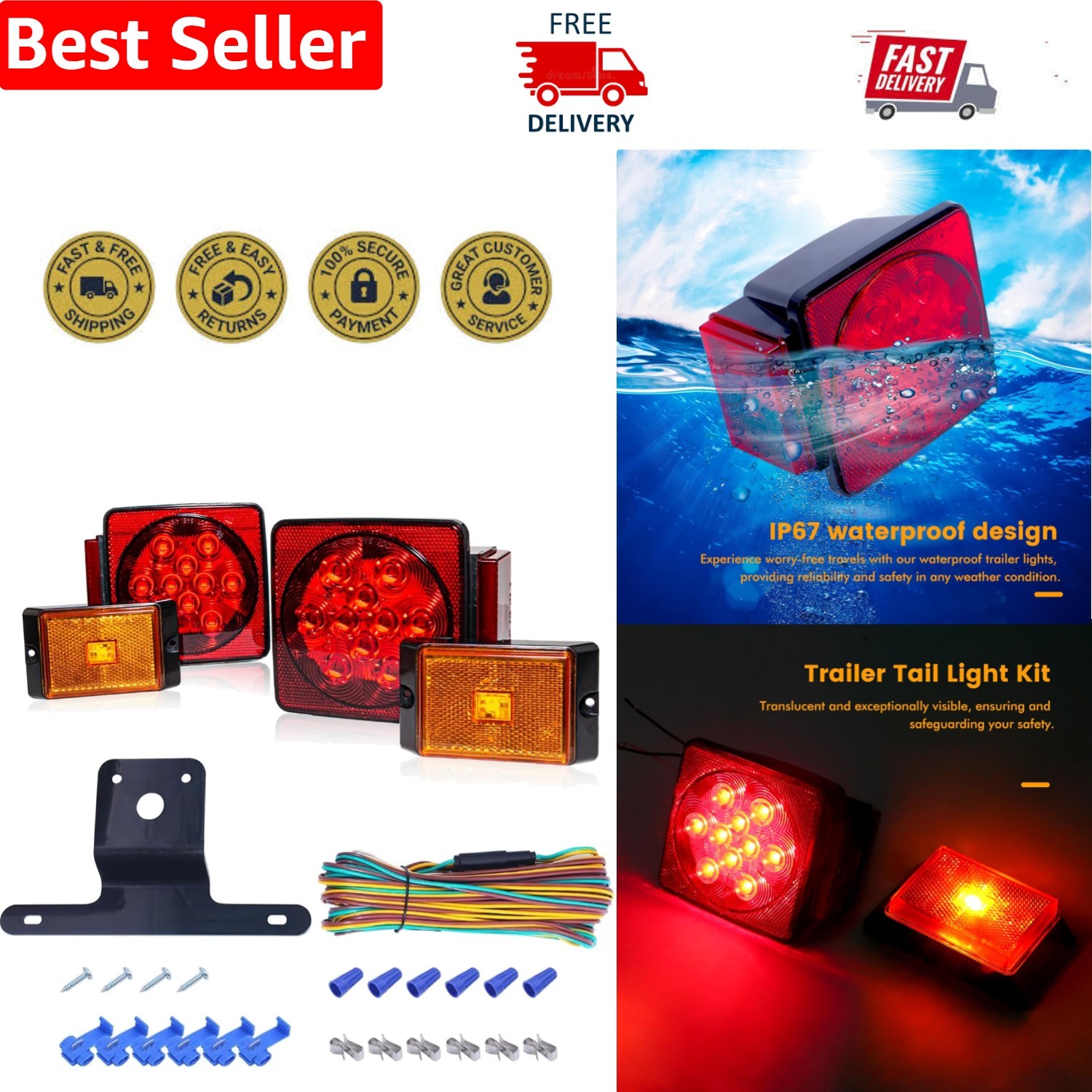 Universal Waterproof LED Trailer Light Kit – Complete & Easy Install Solution