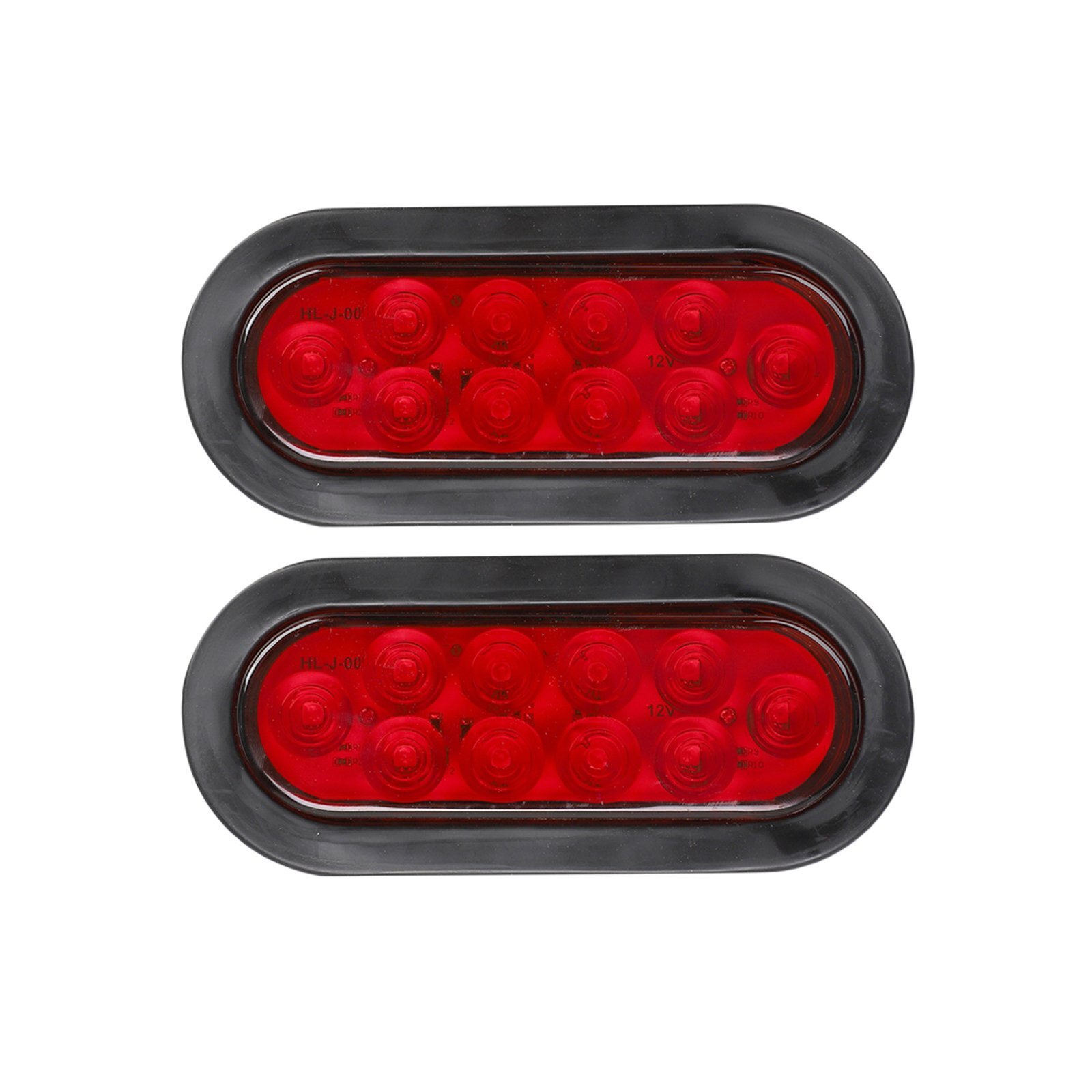 20X Red 6″ Oval Trailer Lights 10 LED Stop Turn Tail Truck Sealed w/Grommet Plug