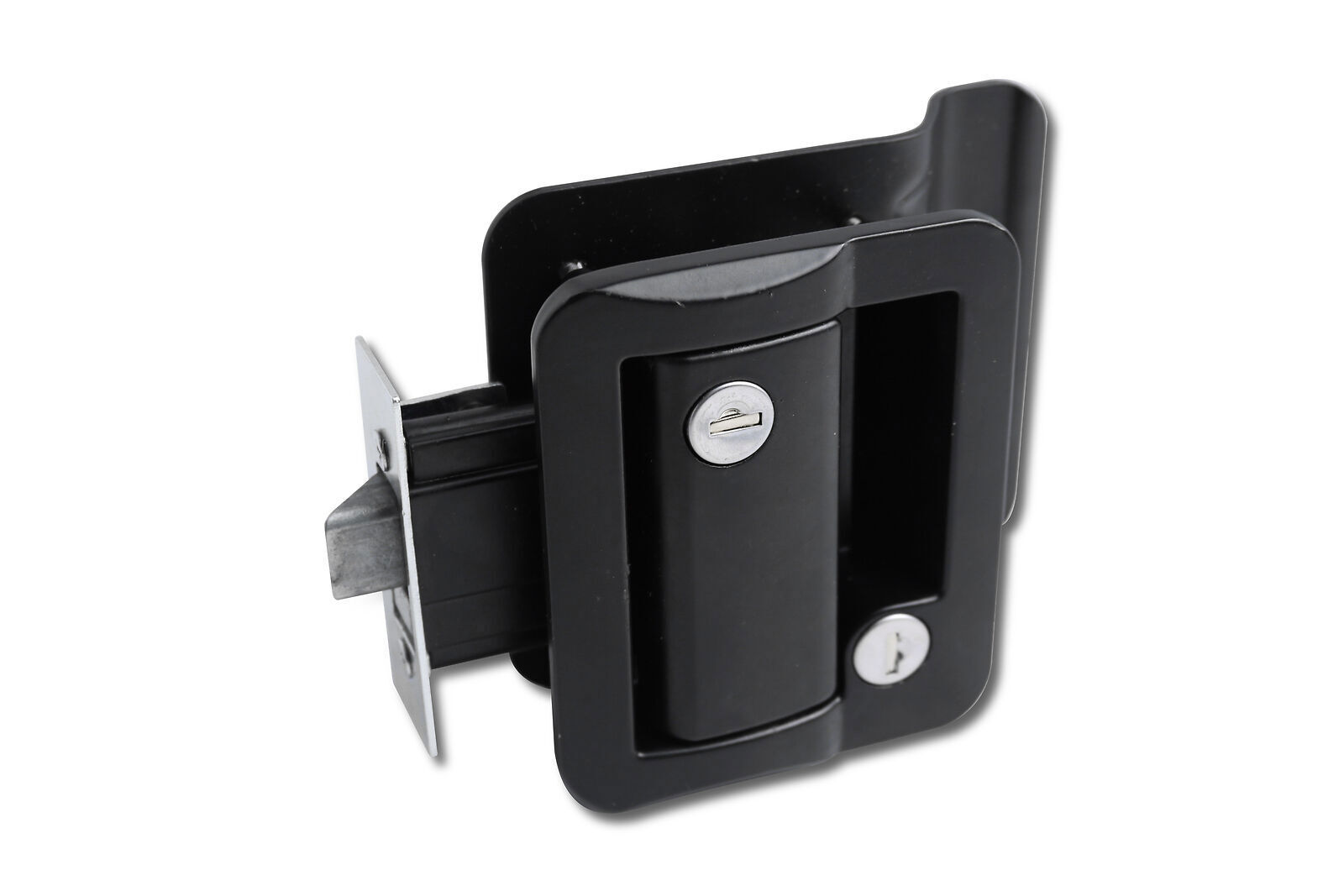 2 Black RV Paddle Entry Door Lock Latch Handle Knob Deadbolt Camper Trailer