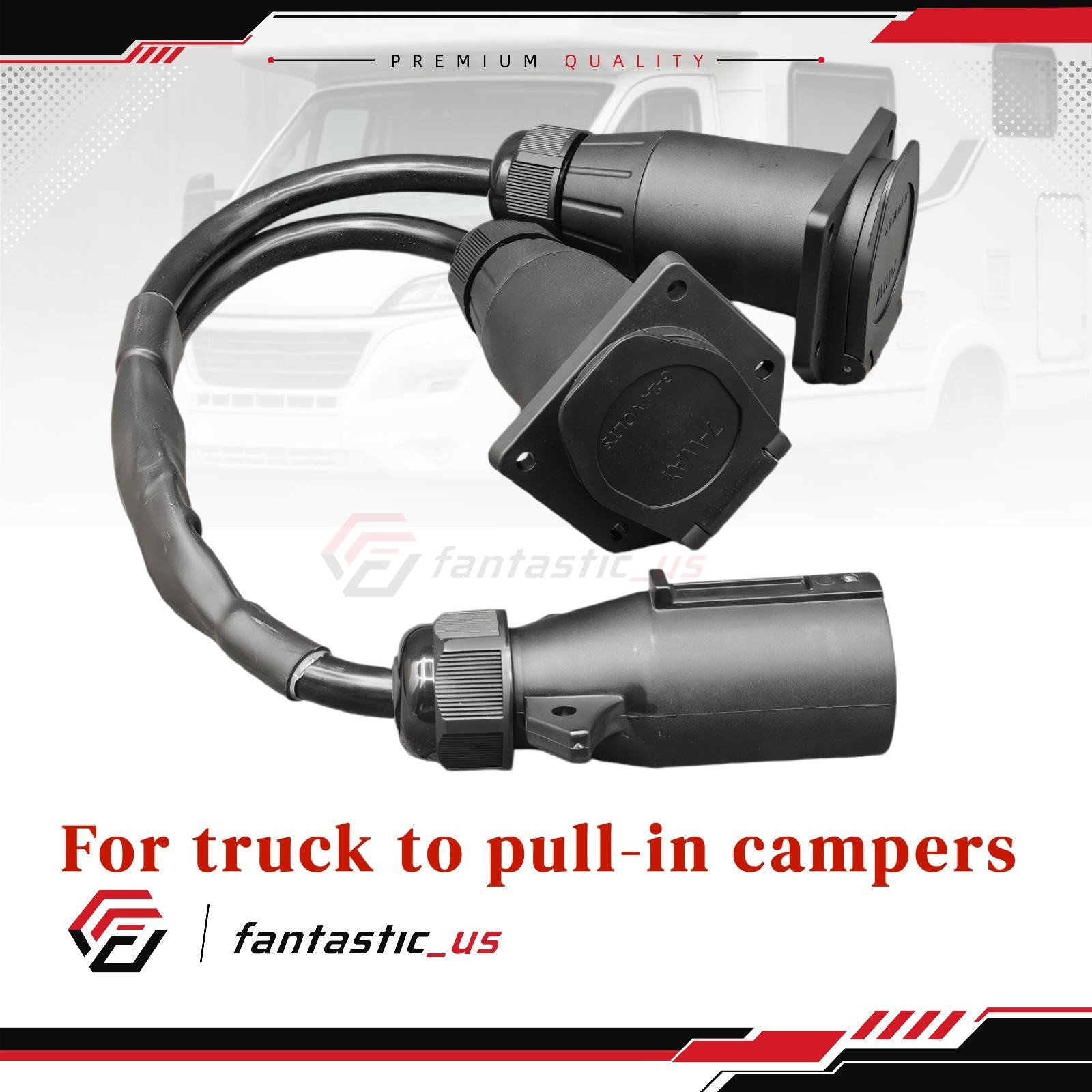 Universal 7 Way Y Splitter Trailer Adapter Harness For Pulling Slide US