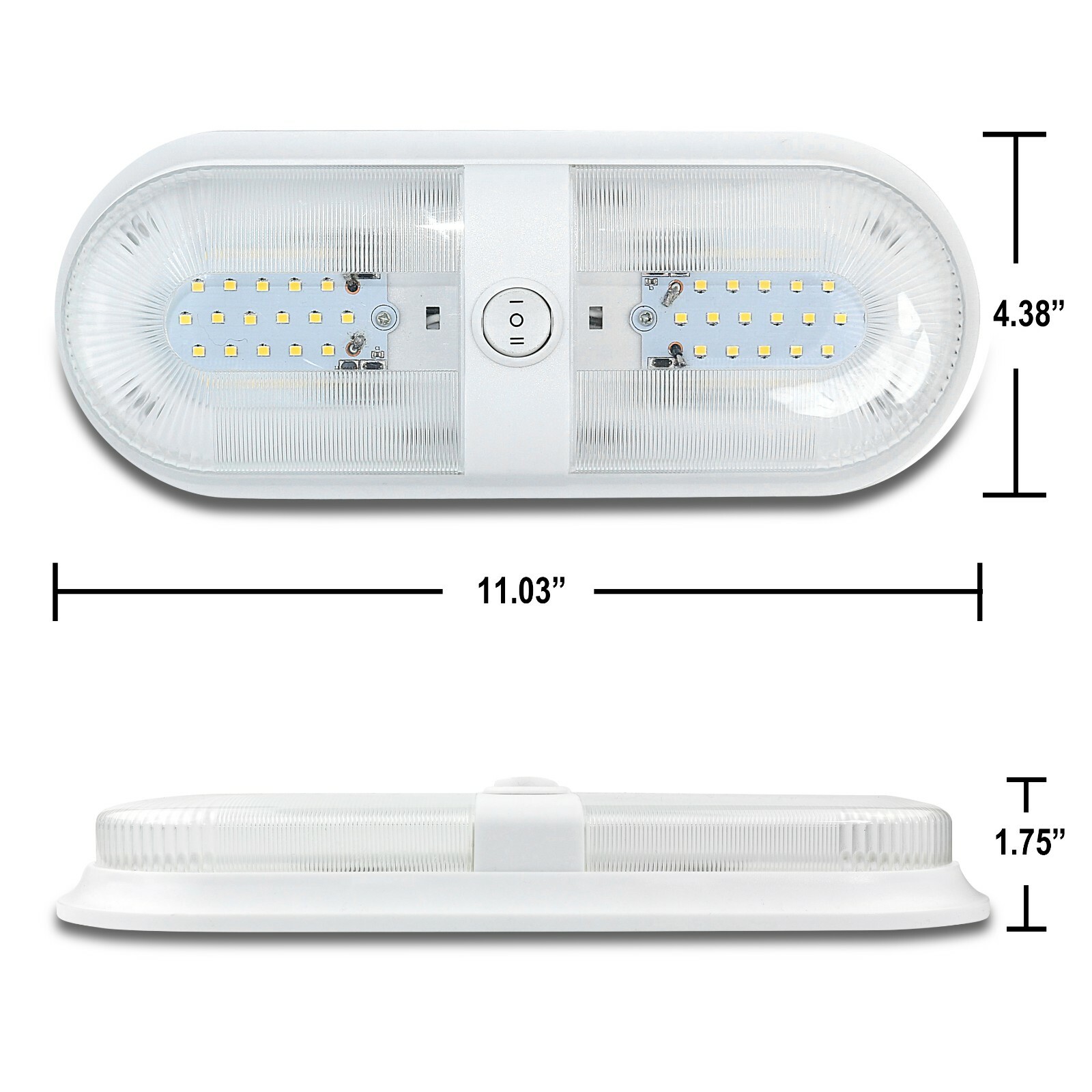 1pcs 12V RV Interior Lights RV LED Ceiling Double Dome Light with ON Off Switch