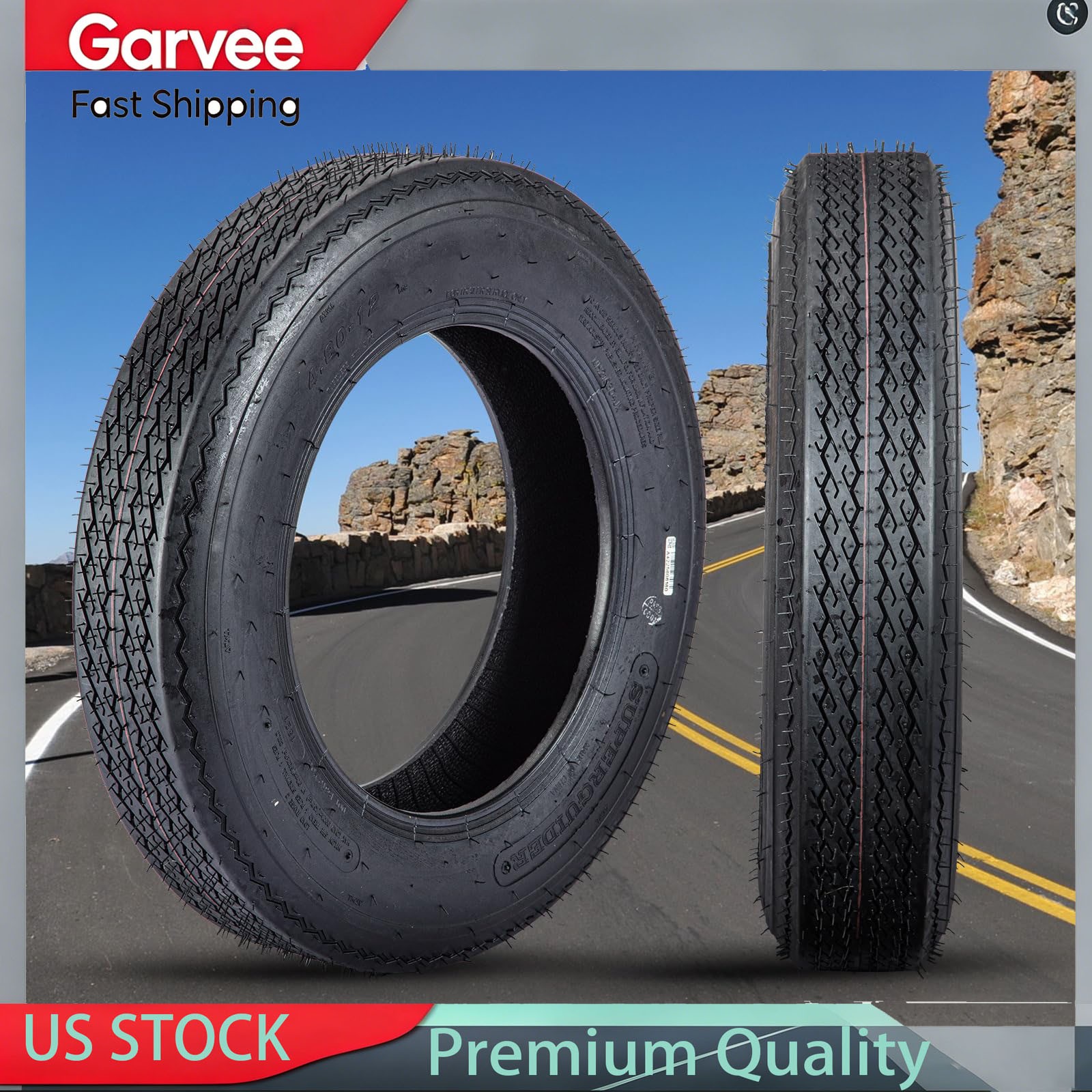 All-Season 4.80-12 Set of 2 Radial Trailer Tires 6PR Load Range C Fit 12″ Rims
