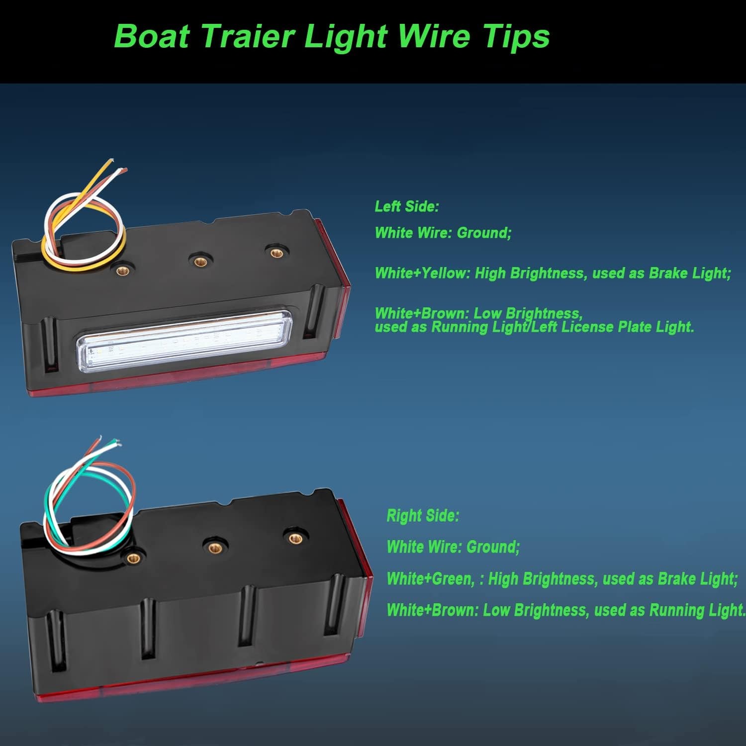 Boat Trailer Lights Low Profile Rectangular LED Kit Red Sealed IP68 Waterproof