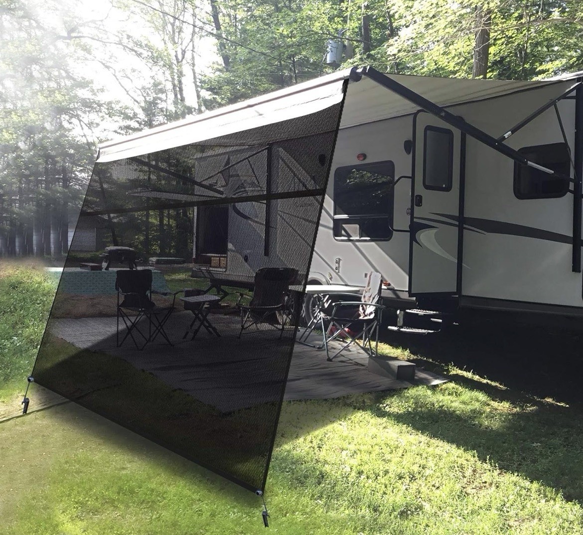 17ft * 9ft RV Awning Sun Shade Mesh For Camper Trailer Canopy 90% UV Blocker