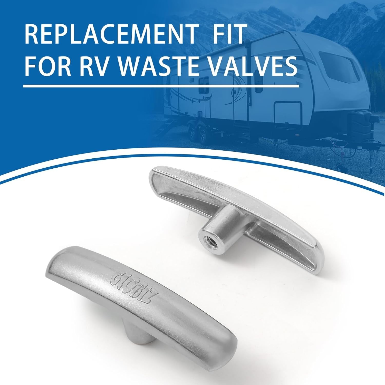 Universal Metal Replacement Handles for RV Waste Valves – Polished Silver Finish