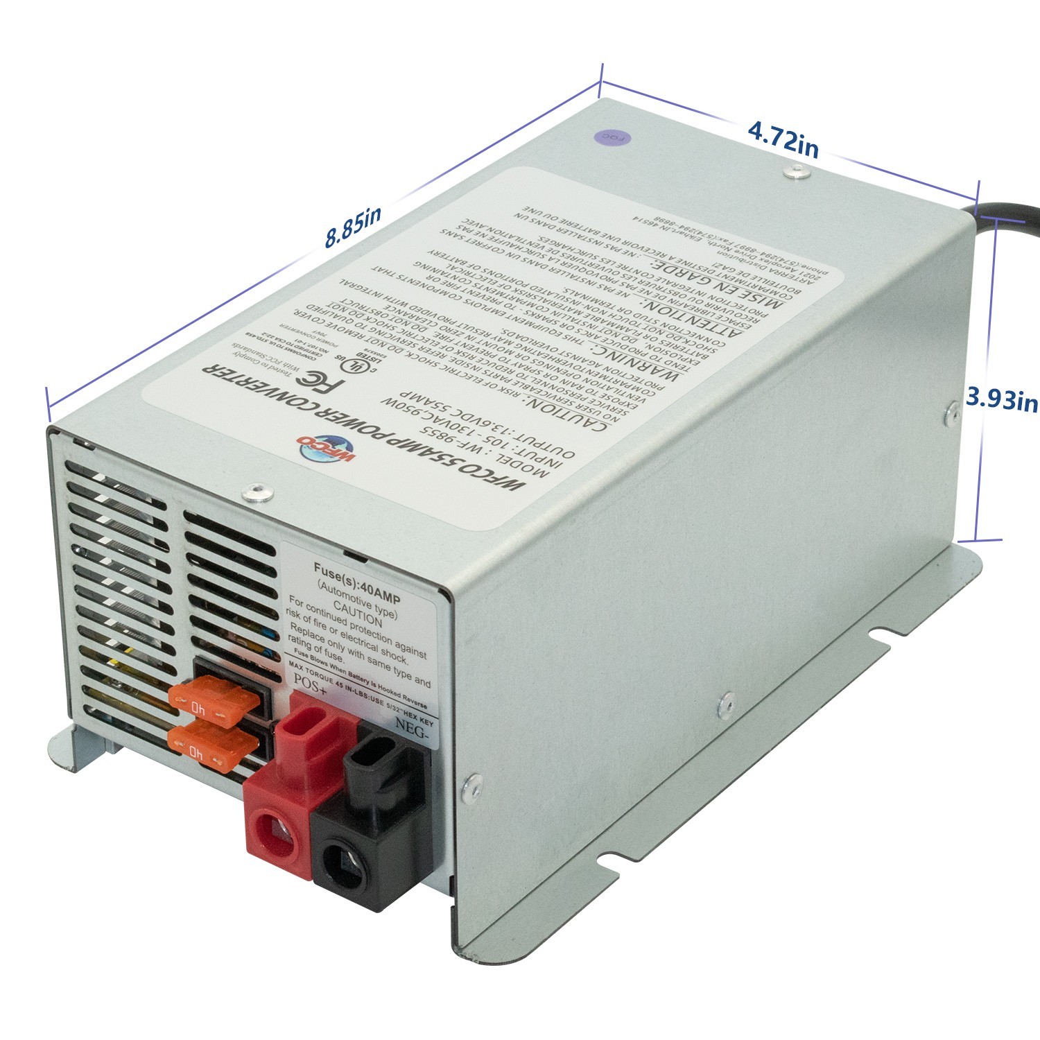 WFCO WF9855 WF-9800 Series Deck-Mount Converter/Charger – 55 Amp