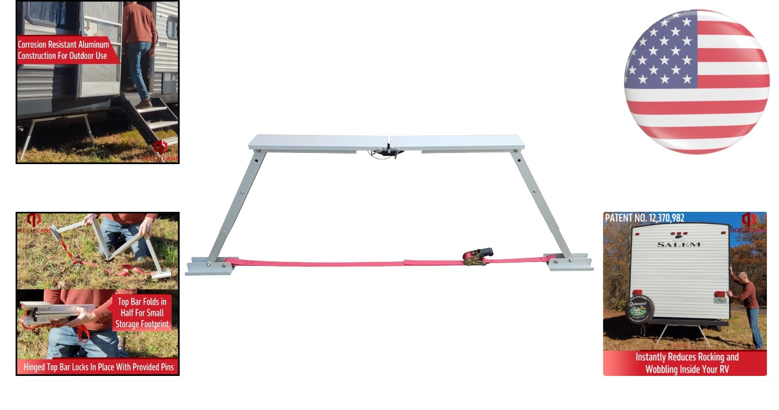 Compact RV Stabilizer – Wide Support Bar & Patented Design for Better Stability