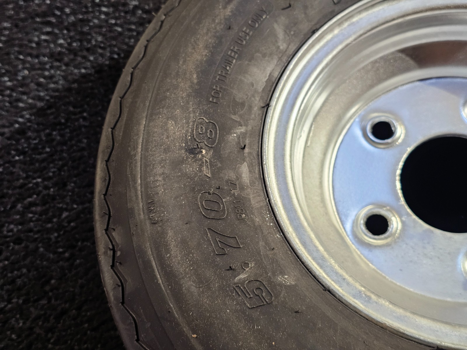 (QTY 2) Antego 5.70-8 Trailer Tubeless Tire & Galvinized Wheel 5 Lug 6 Ply P811