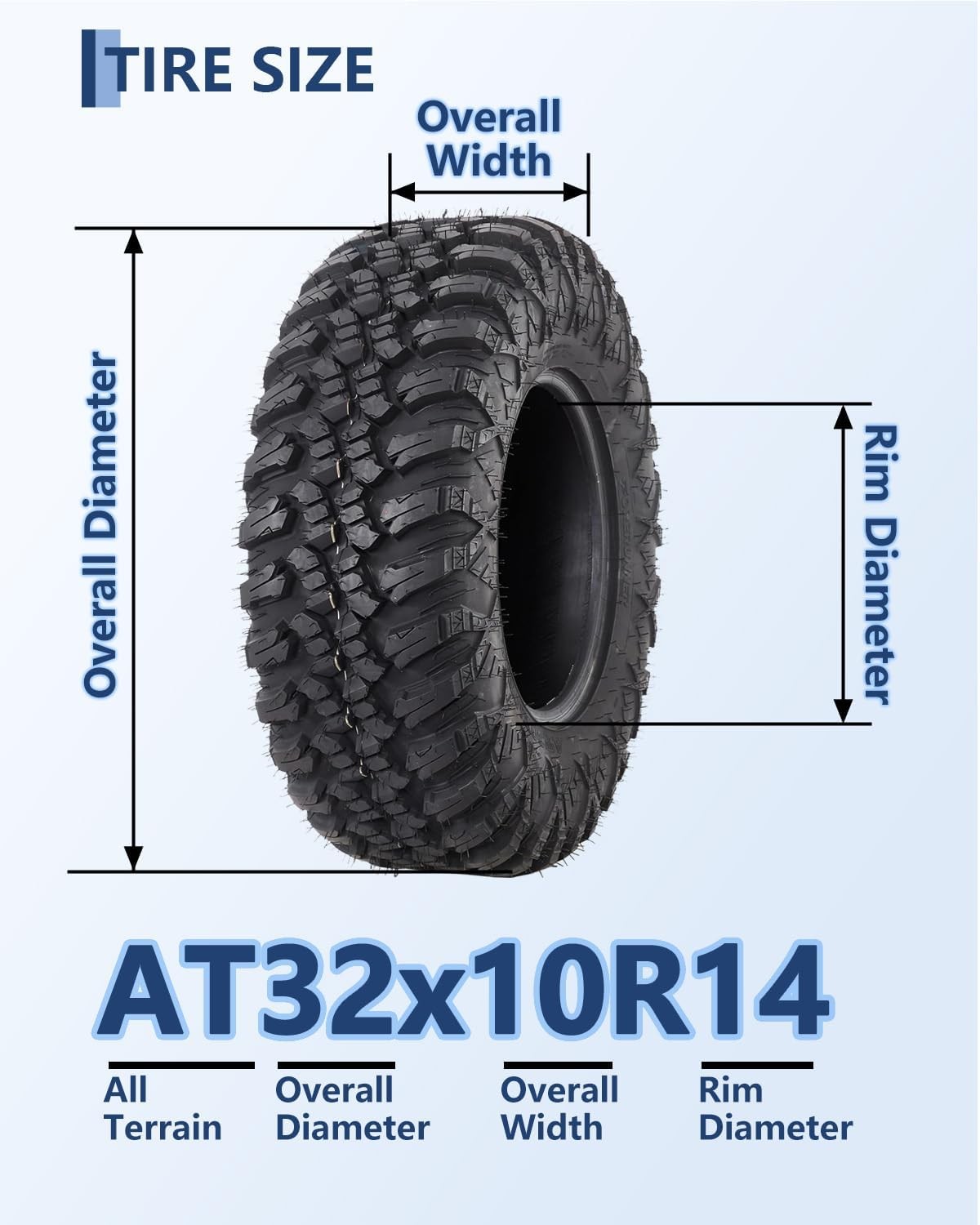 Set of 4 AT 32×10.00R14 32x10R14 8 Ply 86J All Terrain ATV UTV Tires A/T TL 8PR