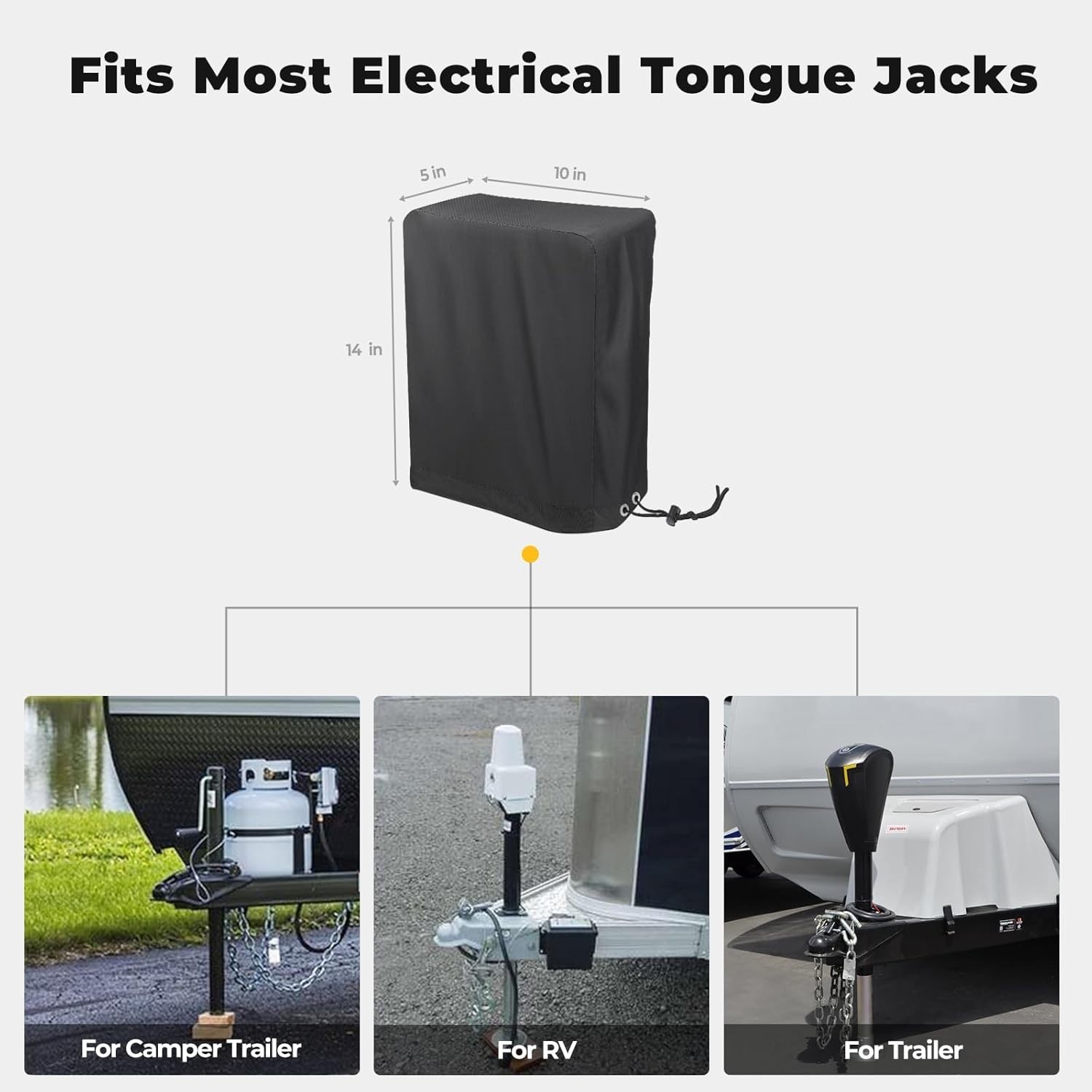Durable 600D Oxford Electric Tongue Jack Protective Cover, Fits Most Jacks