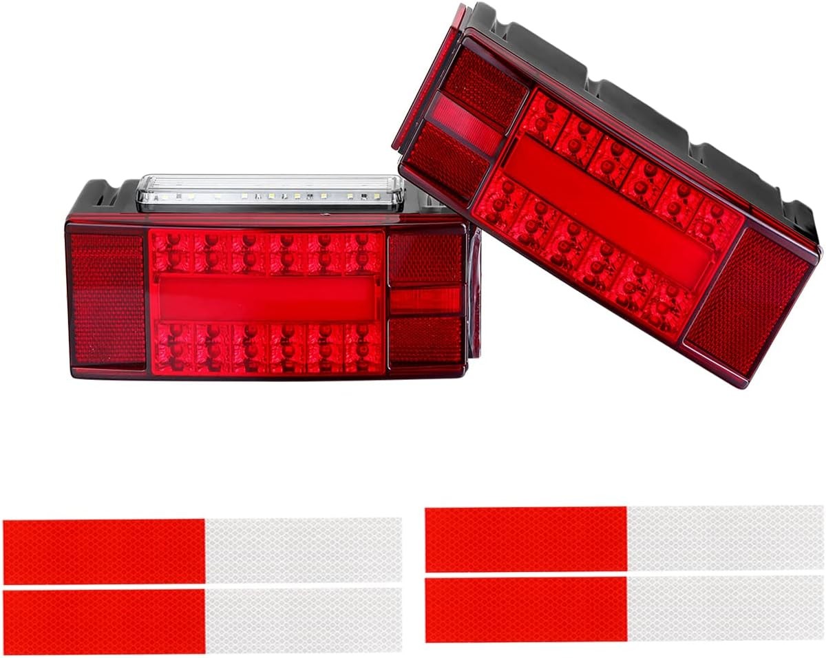 Boat Trailer Lights Low Profile Rectangular LED Kit Red Sealed IP68 Waterproof