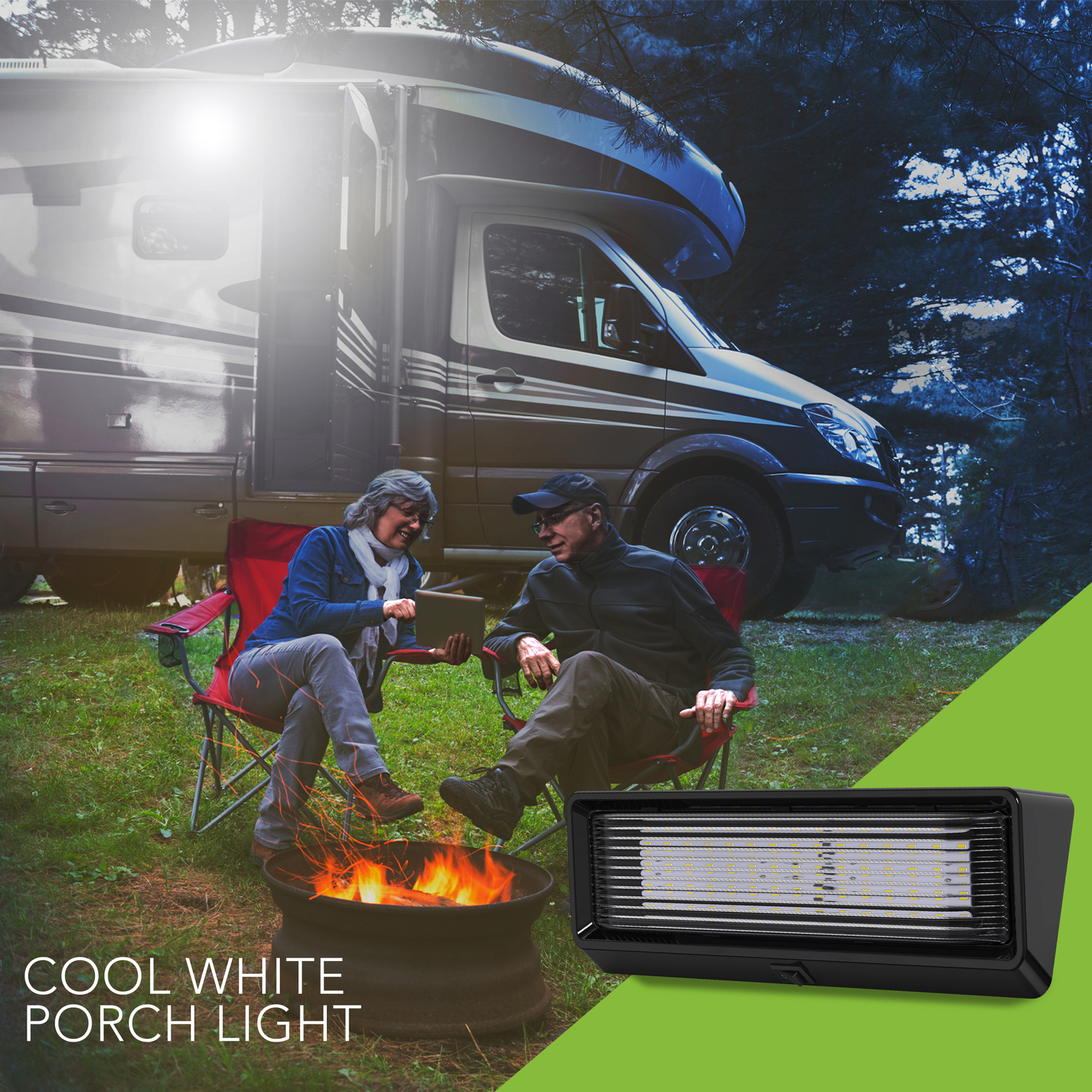12 inch Black Exterior RV LED Porch Light 650LM 12 Volt with Switch 2 PACK