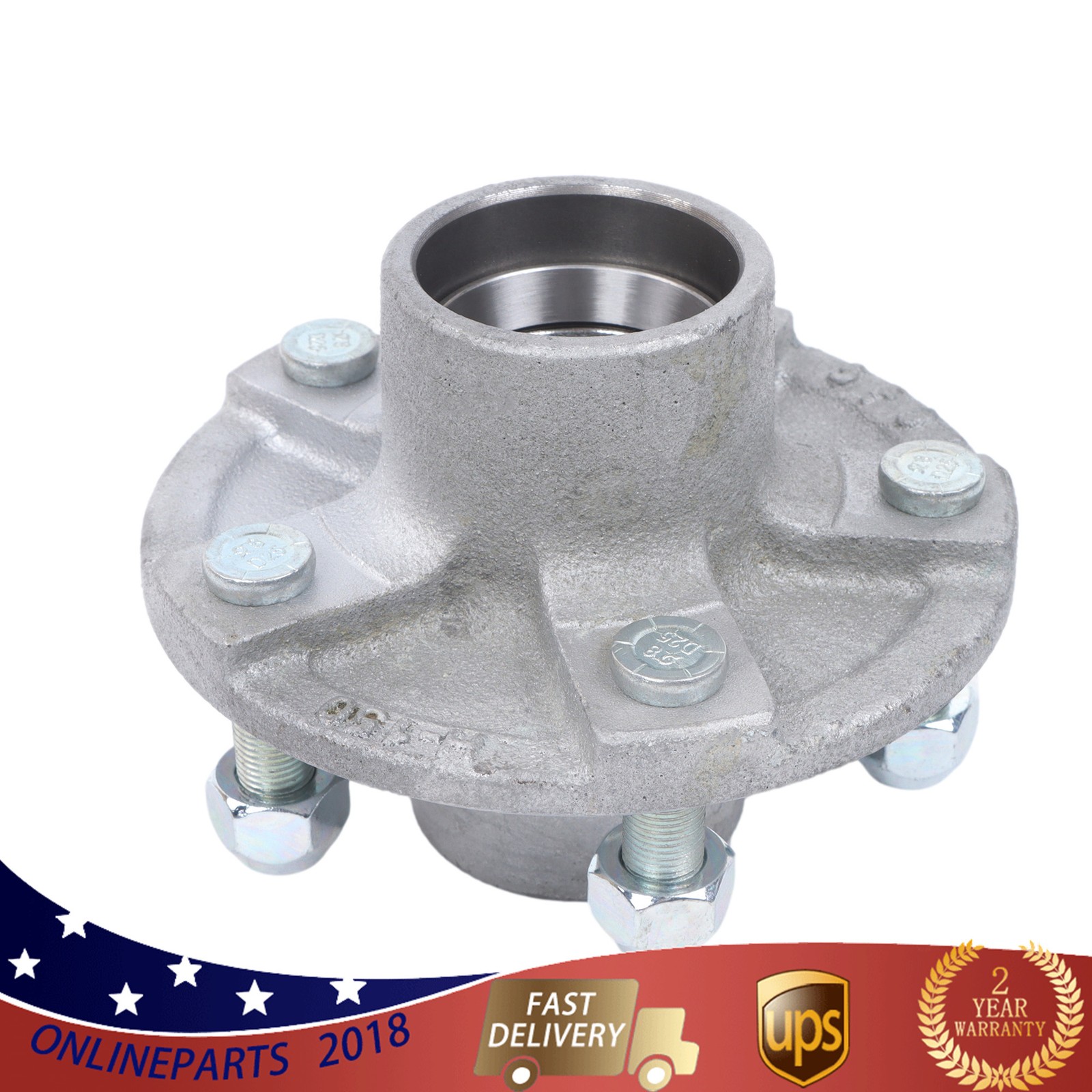 Boat Trailer Galvanized Hub 5 Lug 5 On 4 1/2″ Lug Pattern 1 1/16″(44649) Kit