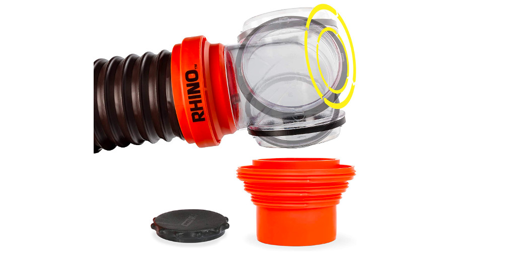 RV Dump Station Sewer Hose Fitting Storage Caps Swivel Extension Camper 15 Feet