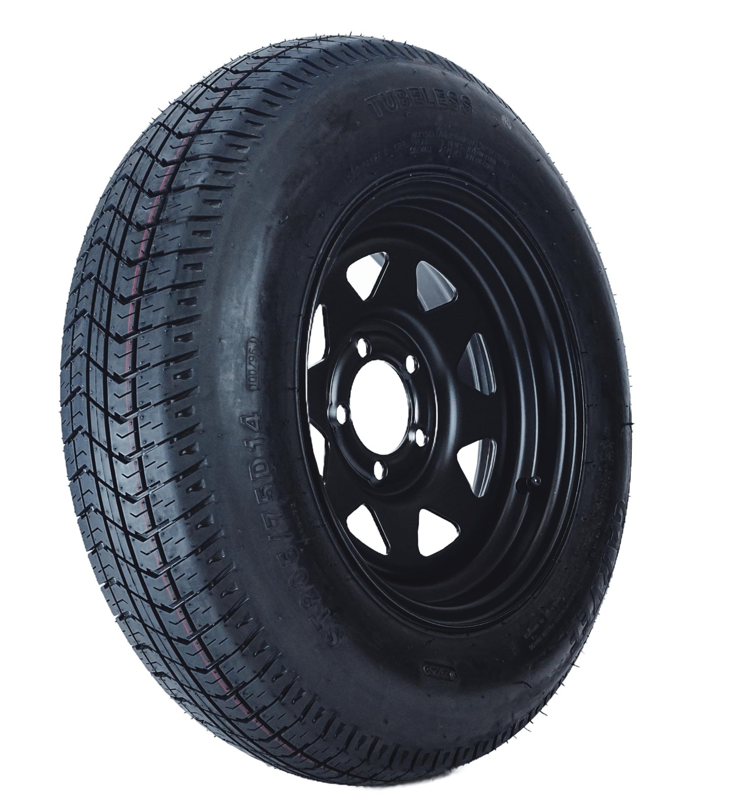 4 Pack Trailer Tire On Rim ST205/75D14 Trailer Tires Black Wheels 5 Lug on 4.5″