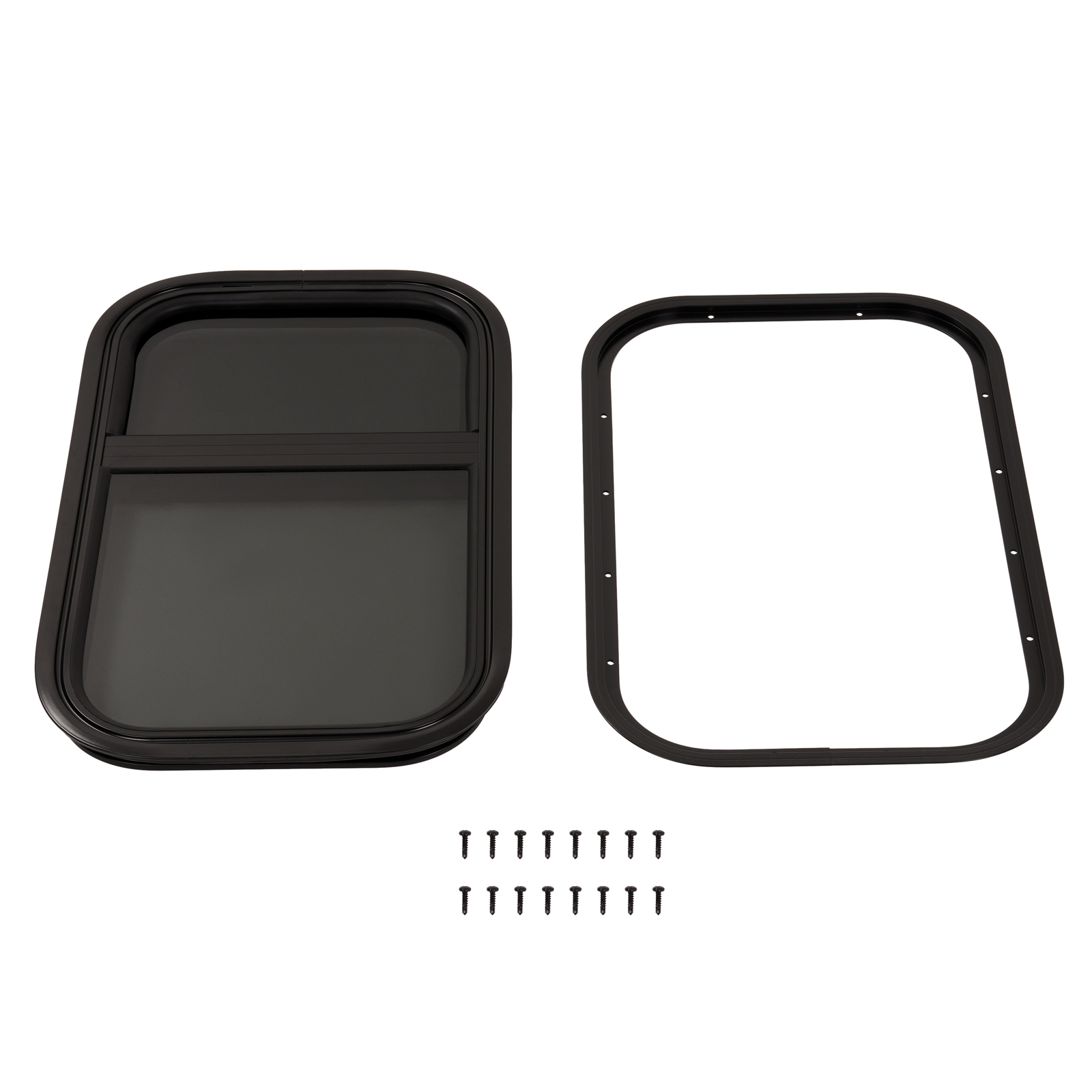 For RV Trailer Camper Black RV Window w/ Trim Ring 14″ W x 22″ H Vertical Slider