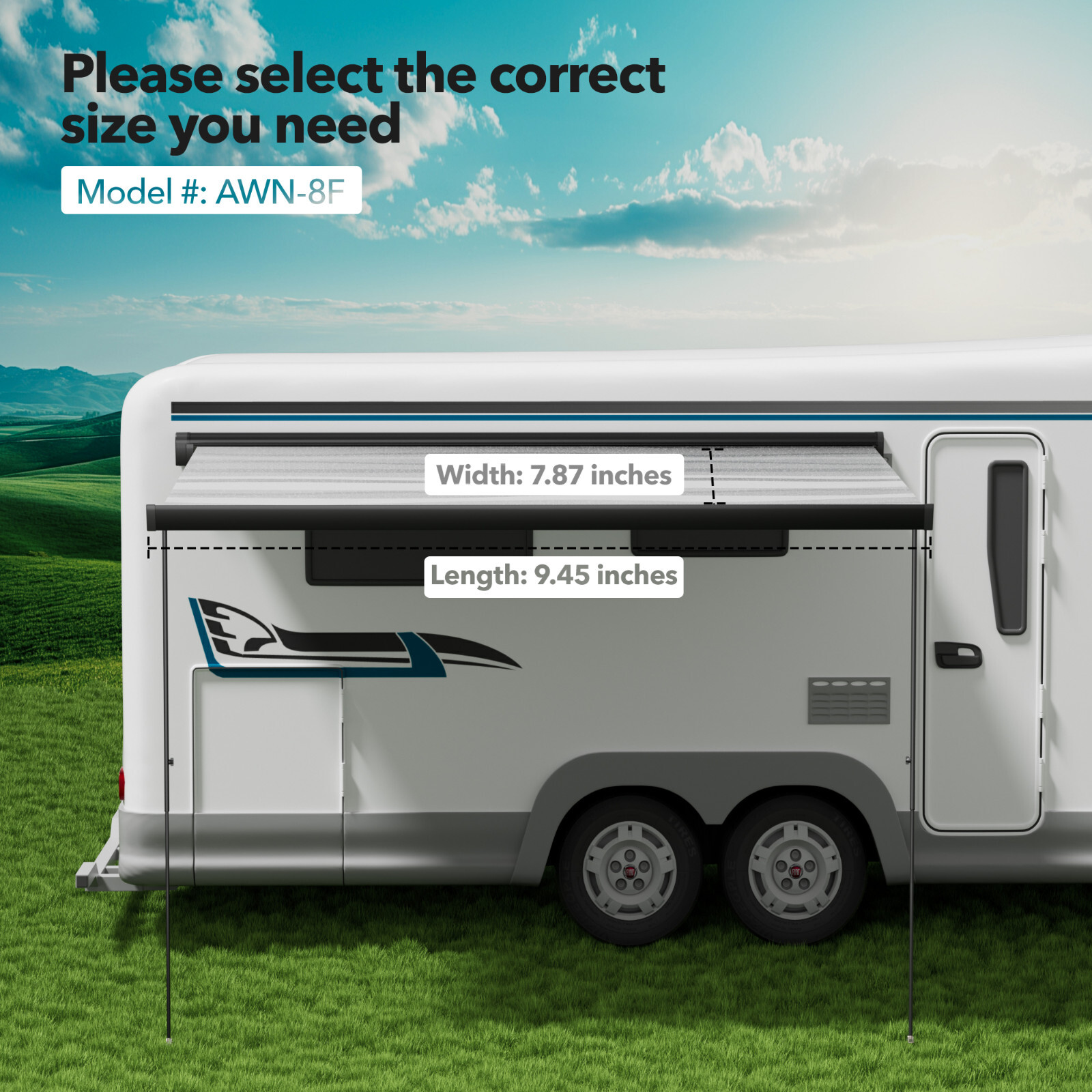 HBN RV Awning Retractable Camper Awning, Black Aluminium, Vehicle Awning For Car