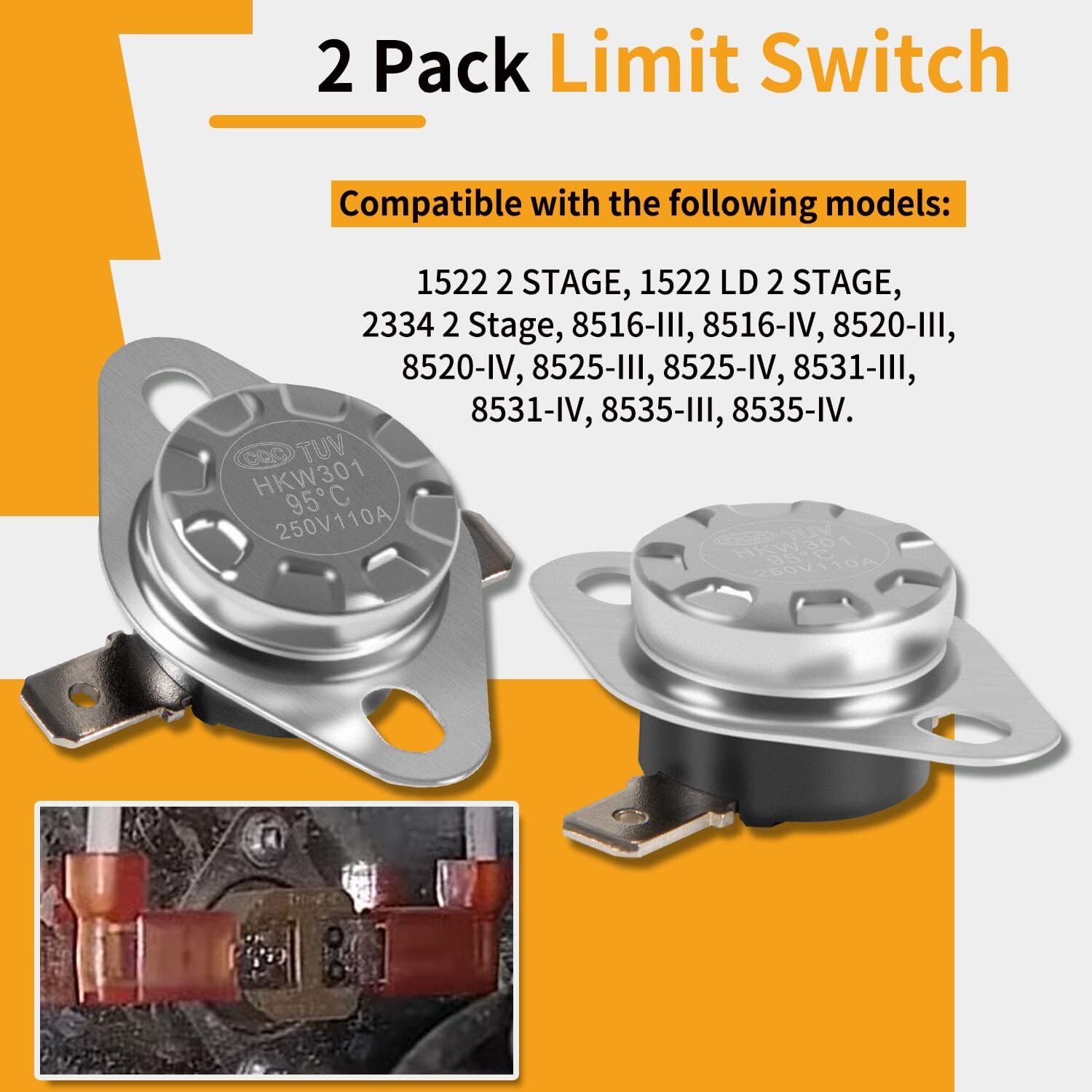for Atwood Hydro Flame RV Furnace Heater Limit Switch 37022 (36176) 190℉ 2pcs