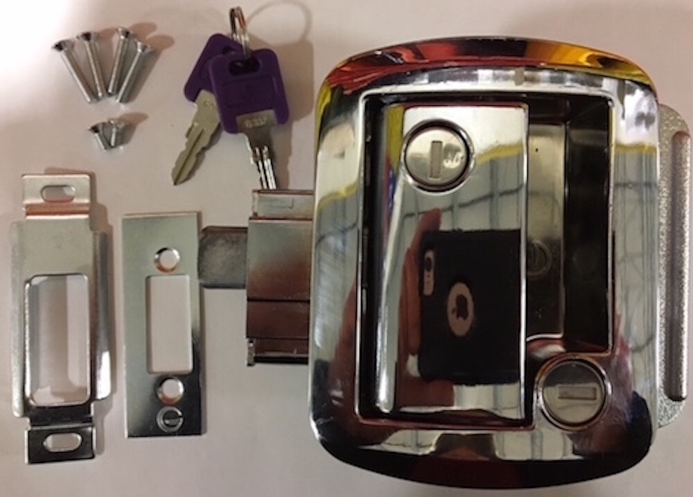 RV Entrance Lock, Paddle Lock W/ Deadbolt Polished Chrome