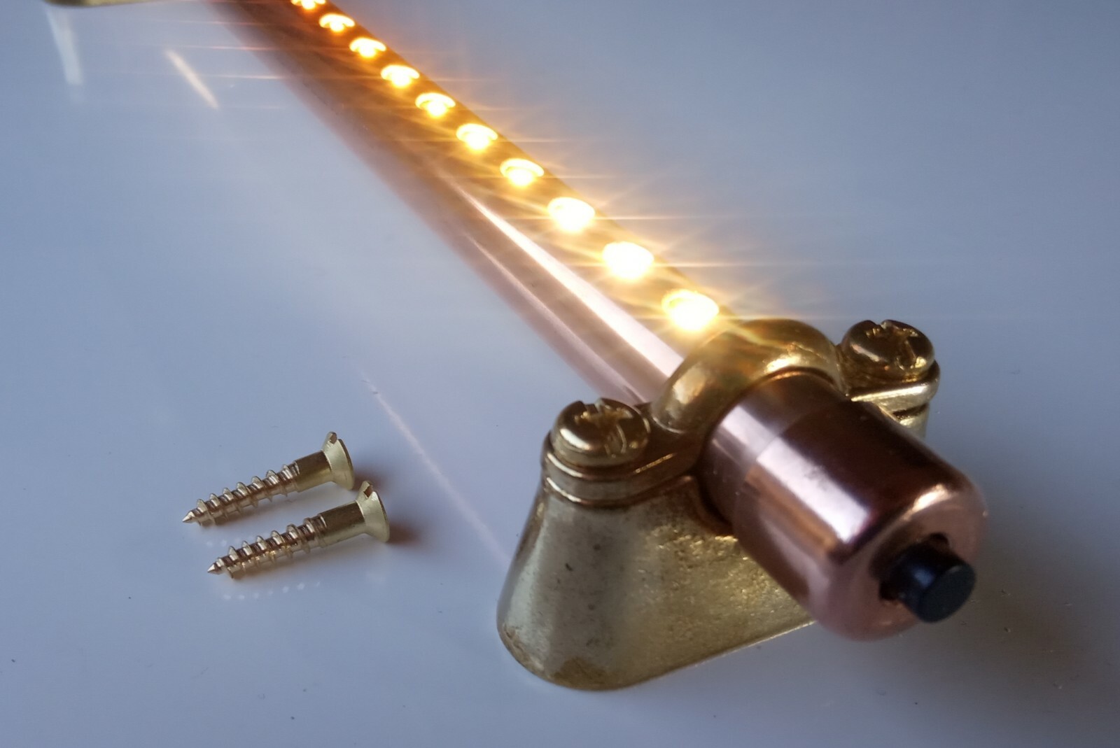 12-120cm 12V Custom Length Copper Light Fixture. Builtin Switch. Campervan, Boat