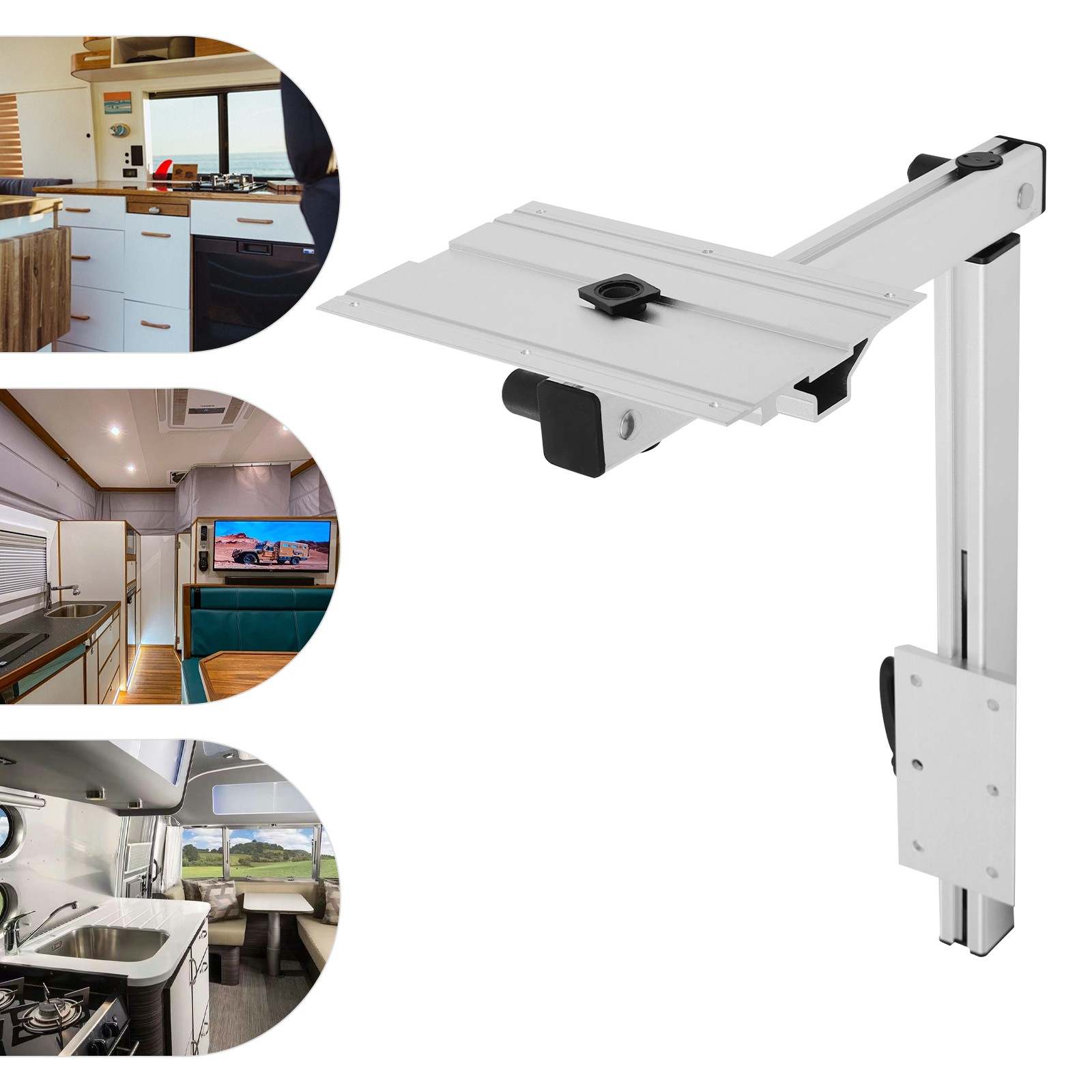 Adjustable RV Table Leg For RV Yachts Aluminum Alloy Space Saving 360° Swivel