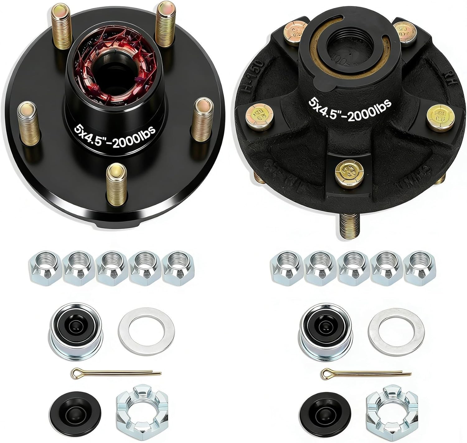 Boat & Utility Trailer Hub Kit: 2 Pack 2000 lbs with Accessories Included