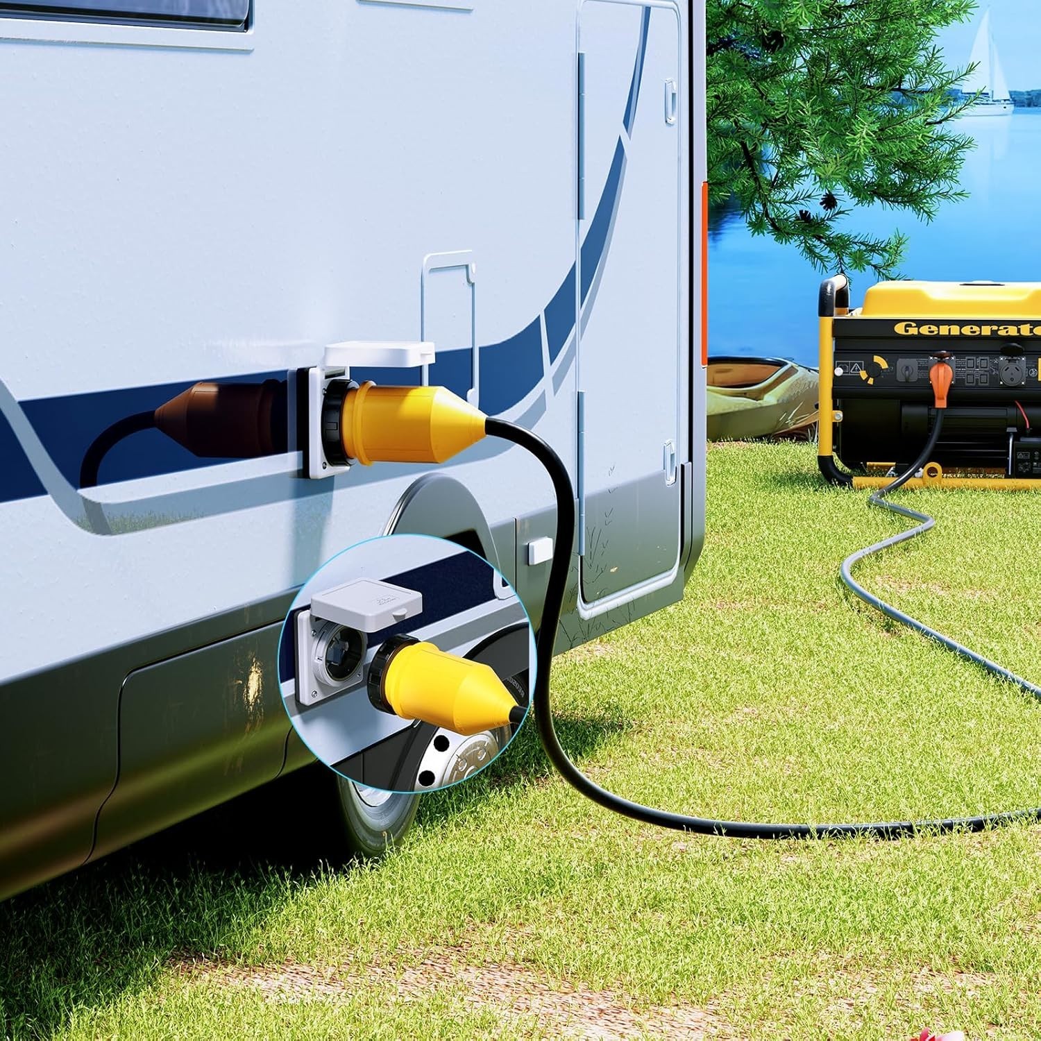 Weatherproof 50A RV Shore Power Inlet/Outlet Kit – NEMA Certified Quality