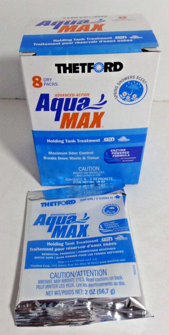3x Thetford AquaMax 2 oz. Spring Showers Holding Tank Treatment 8 Pieces RV tank