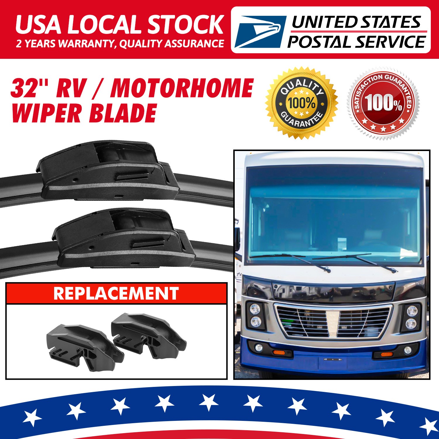 Natural Rubber Frameless Wiper Blade Replacements for Vehicles – 32-Inch Length